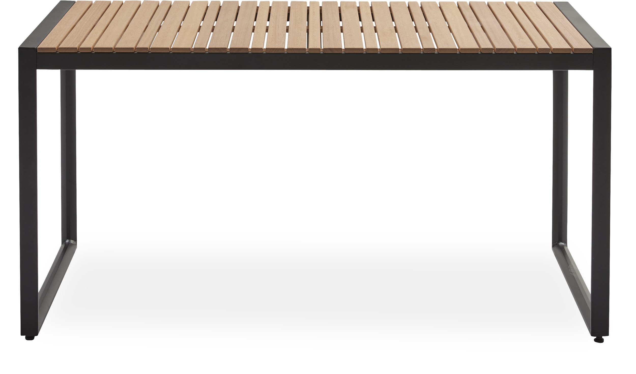 Estelle Loungebord 133 x 70 x 67 cm - Bordplade i FSC® eucalyptus og stel i sort pulverlakeret aluminium