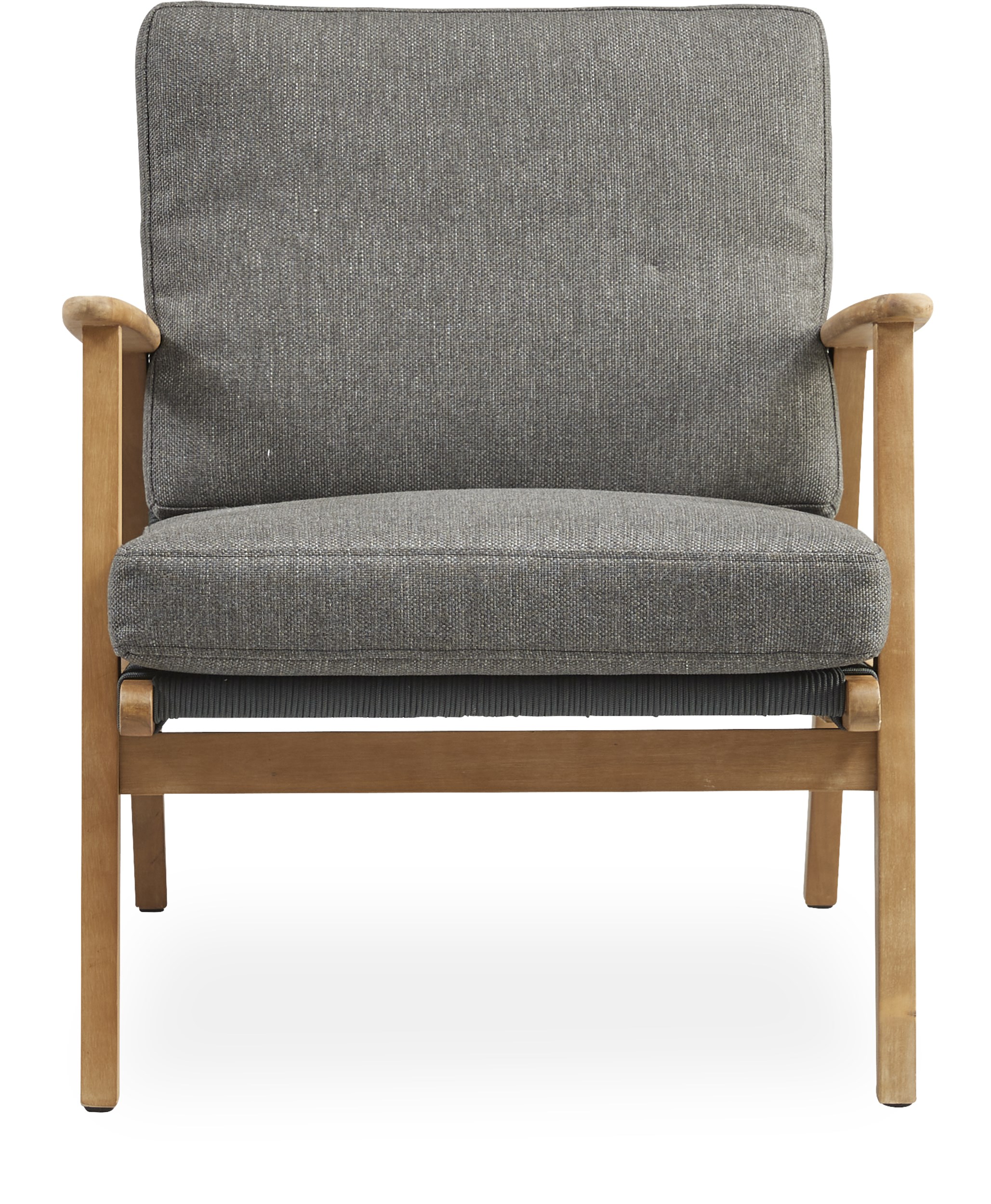 Bjorg Loungehvilestol - Sæde og ryg i grå rundt reb, stel i FSC® akacietræ og hynder i mørkegrå olefin
