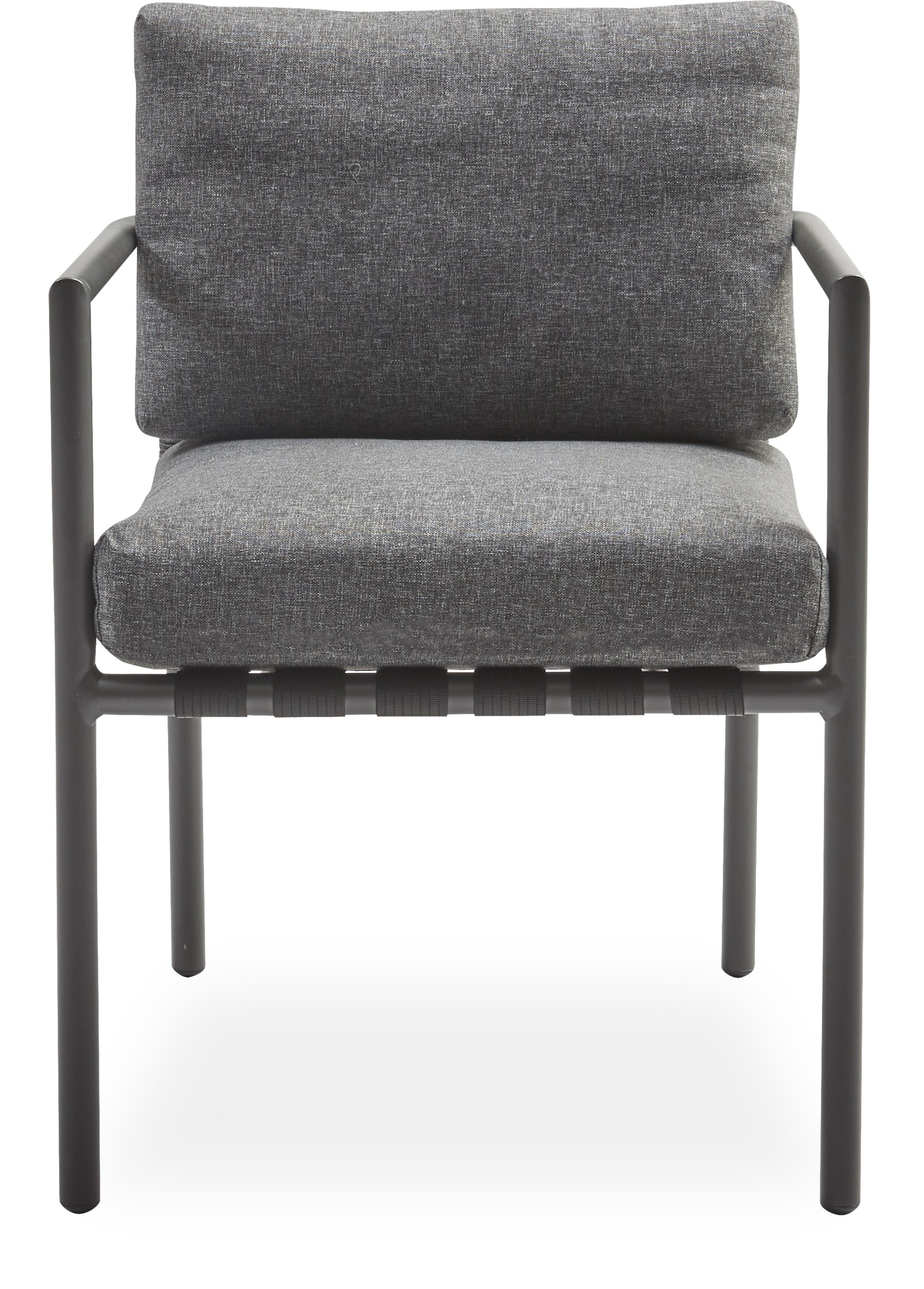Horizon Havestol - Sæde i polyester strop flet, stel i mørkegrå aluminium og hynder i mørkegrå 190 g olefin