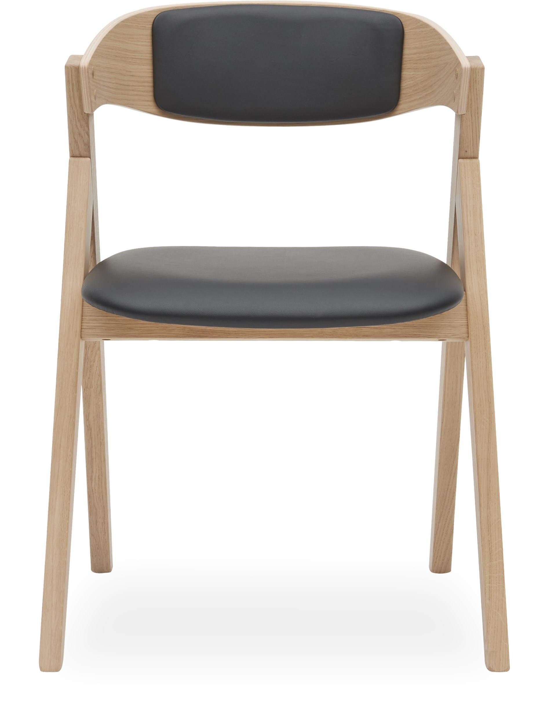 City Spisebordsstol - Sæde og ryg i sort læder og Stel i massiv hvidp. matlak eg