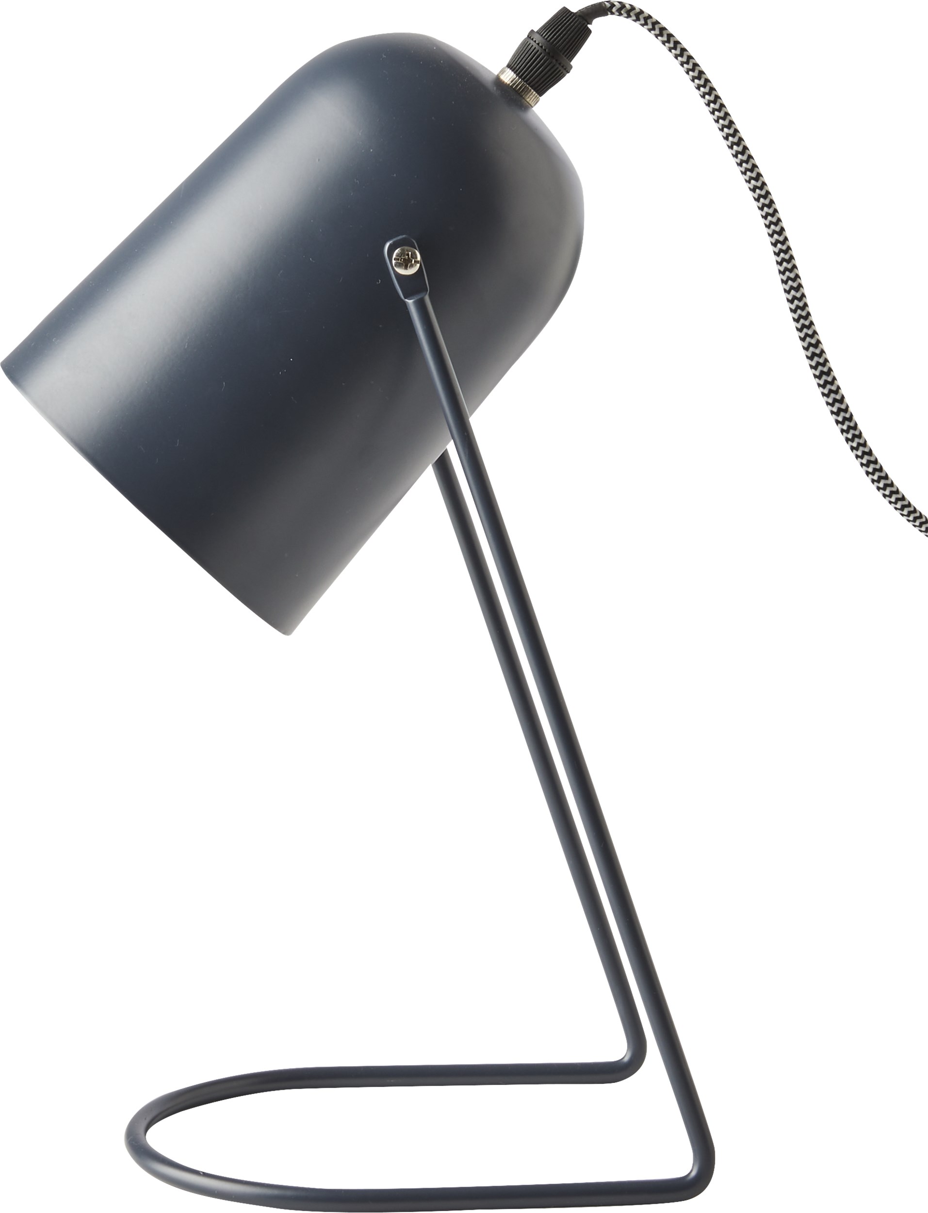Enchant Bordlampe 30 x 18 cm - Mat midnatsblå metalskærm/fod og sort/hvid tekstil ledning