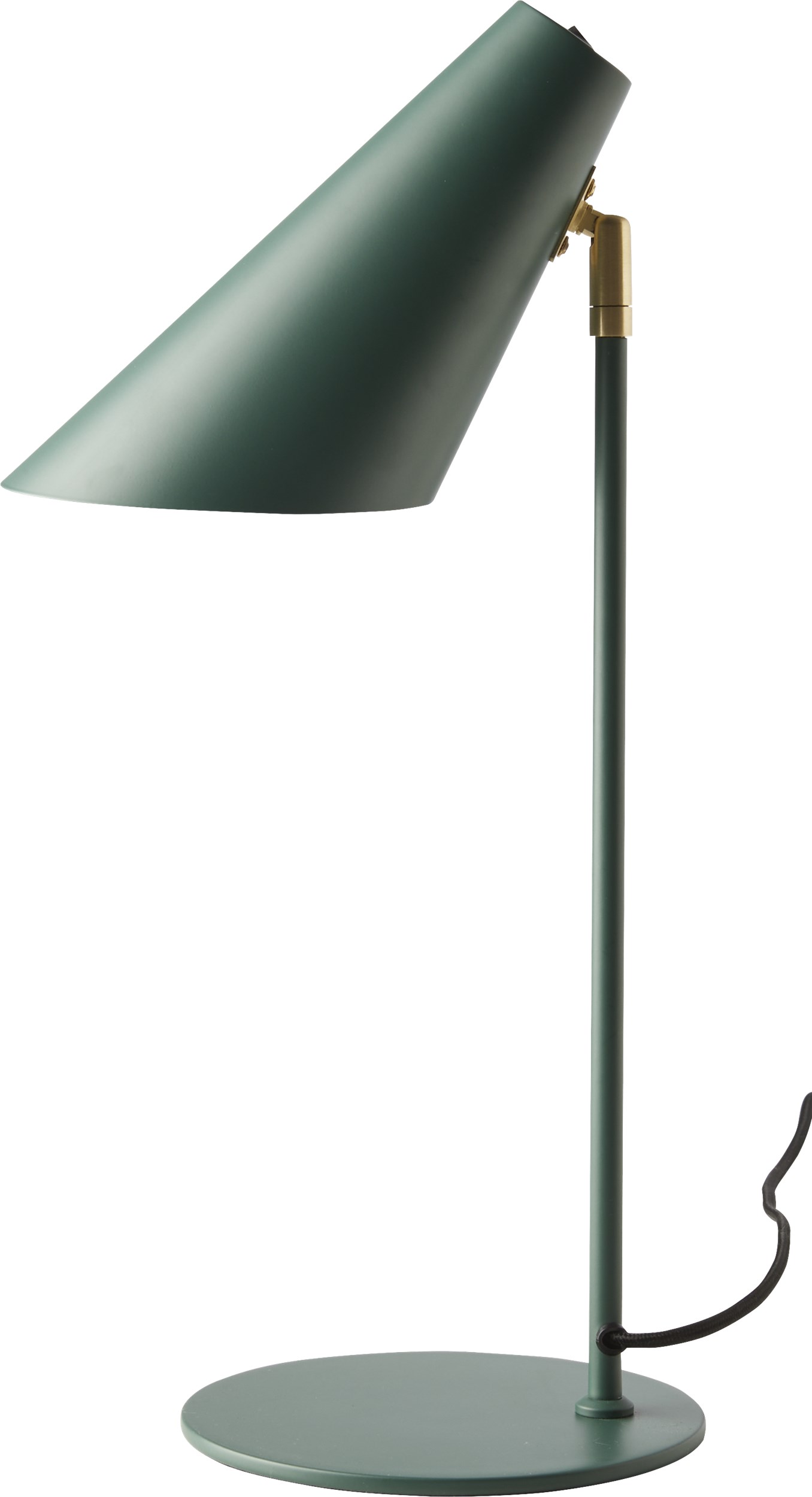 Cale Bordlampe 50 x 15,5 cm - Grøn metalskærm/base, stang i grøn/messing og sort tekstilledning