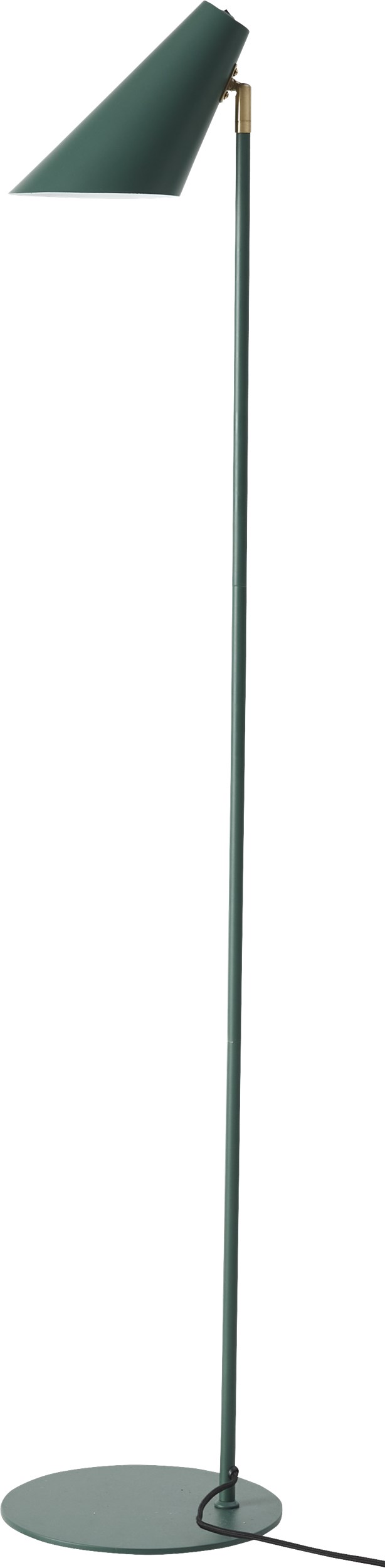 Cale Gulvlampe 135 x 15,5 cm - Grøn metalskærm/base, stang i grøn/messing og sort tekstilledning
