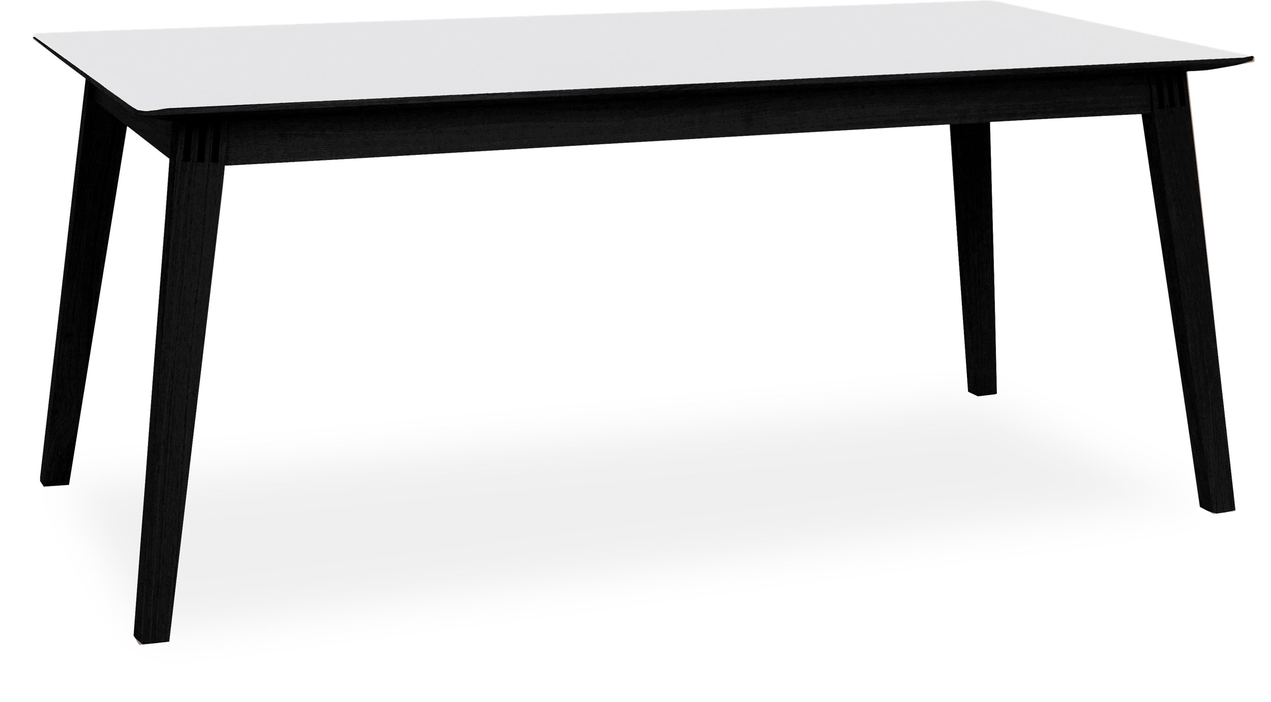 Space Spisebord 180 x 90 x 75 cm - 101 White højtrykslaminat, kant i sortbejdset matlakeret eg og ben i massiv sortbejdset matlakeret eg.