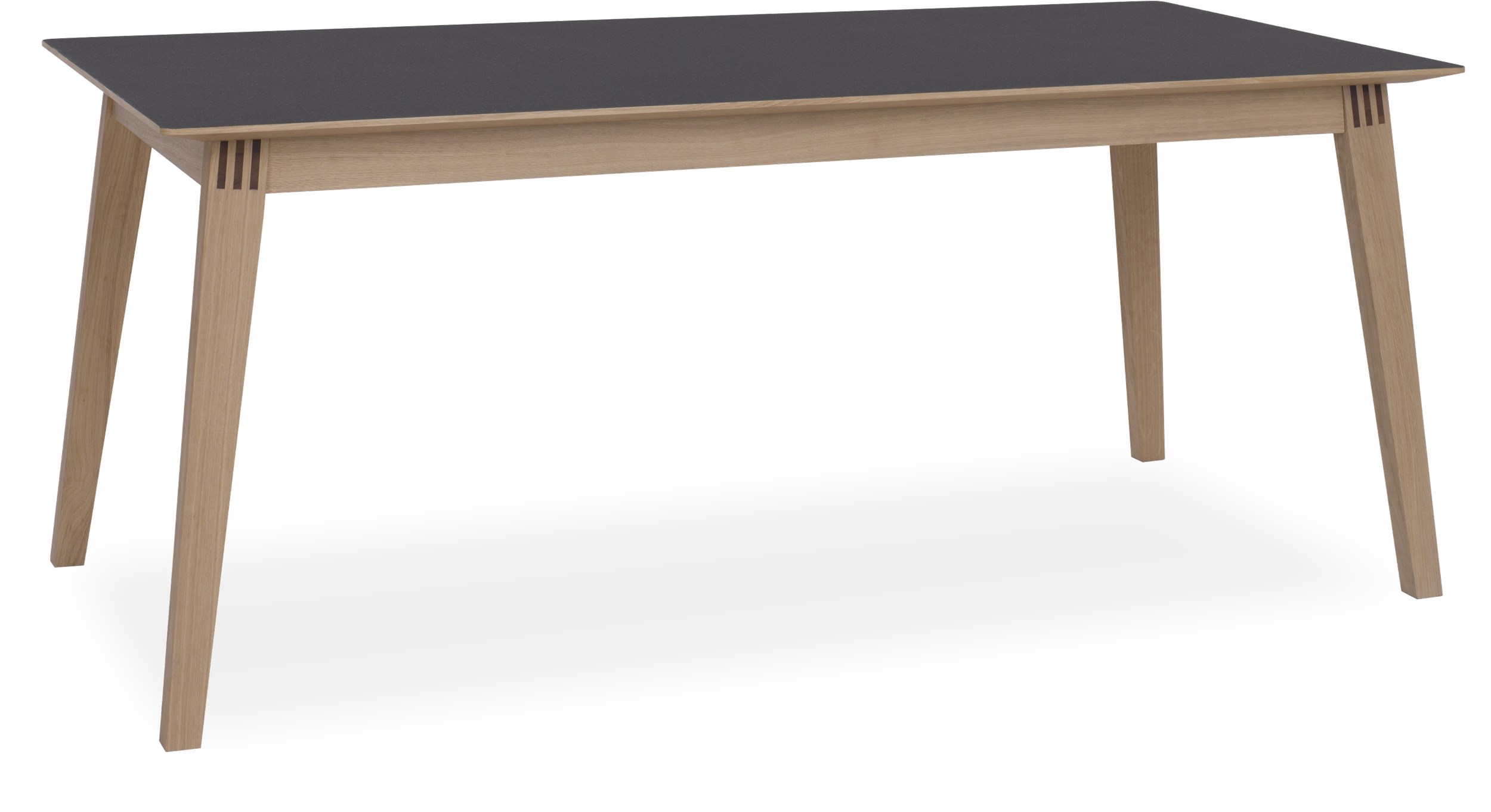 Space Spisebord 180 x 90 x 75 cm - 134 Terril højtrykslaminat, kant i hvidpigmenteret matlakeret eg og ben i massiv hvidpigmenteret matlakeret eg.
