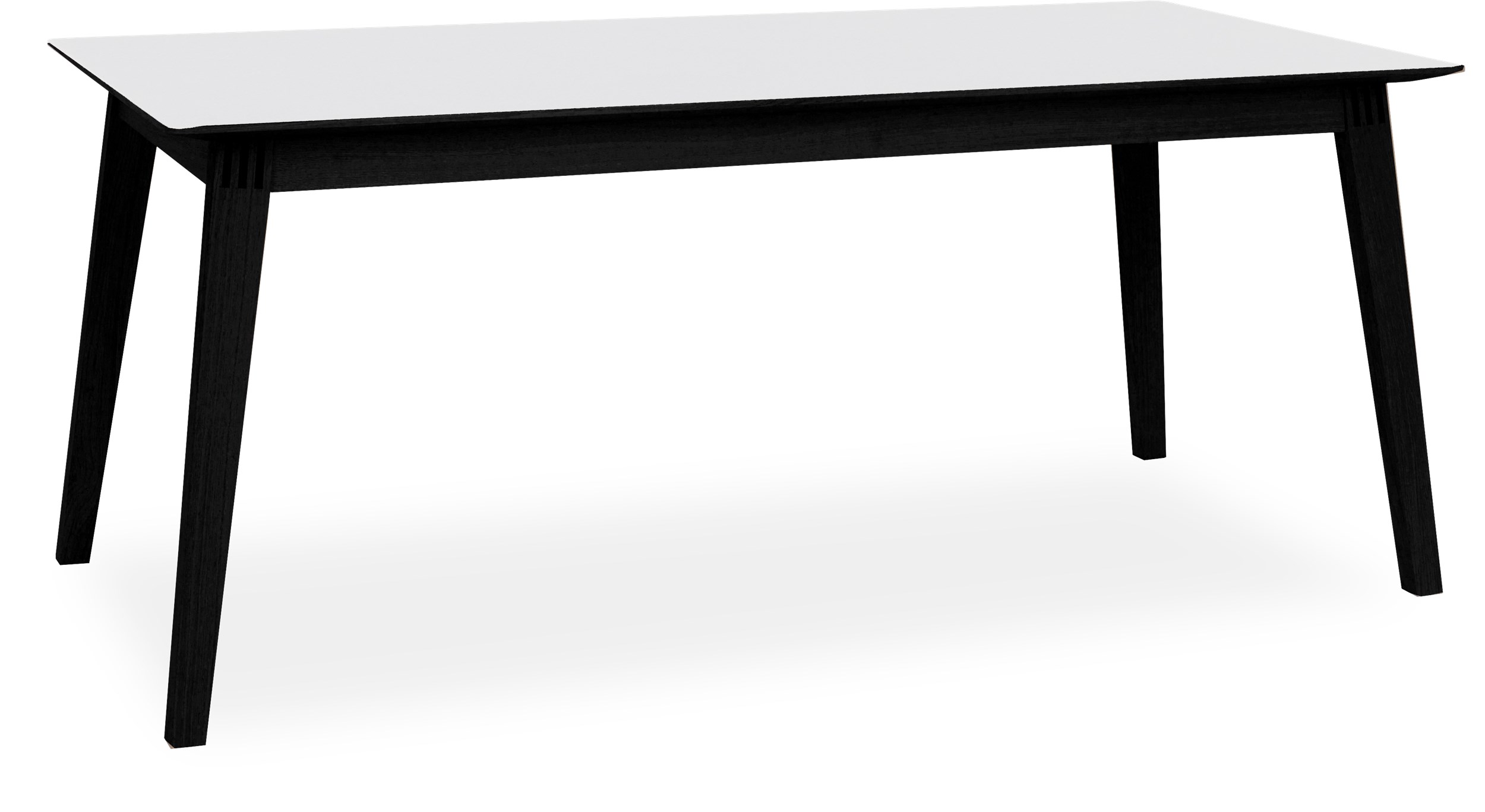 Space Spisebord 180 x 90 x 75 cm - 201 Bianco nanolaminat, kant i sortbejdset matlakeret eg og ben i massiv sortbejdset matlakeret eg.