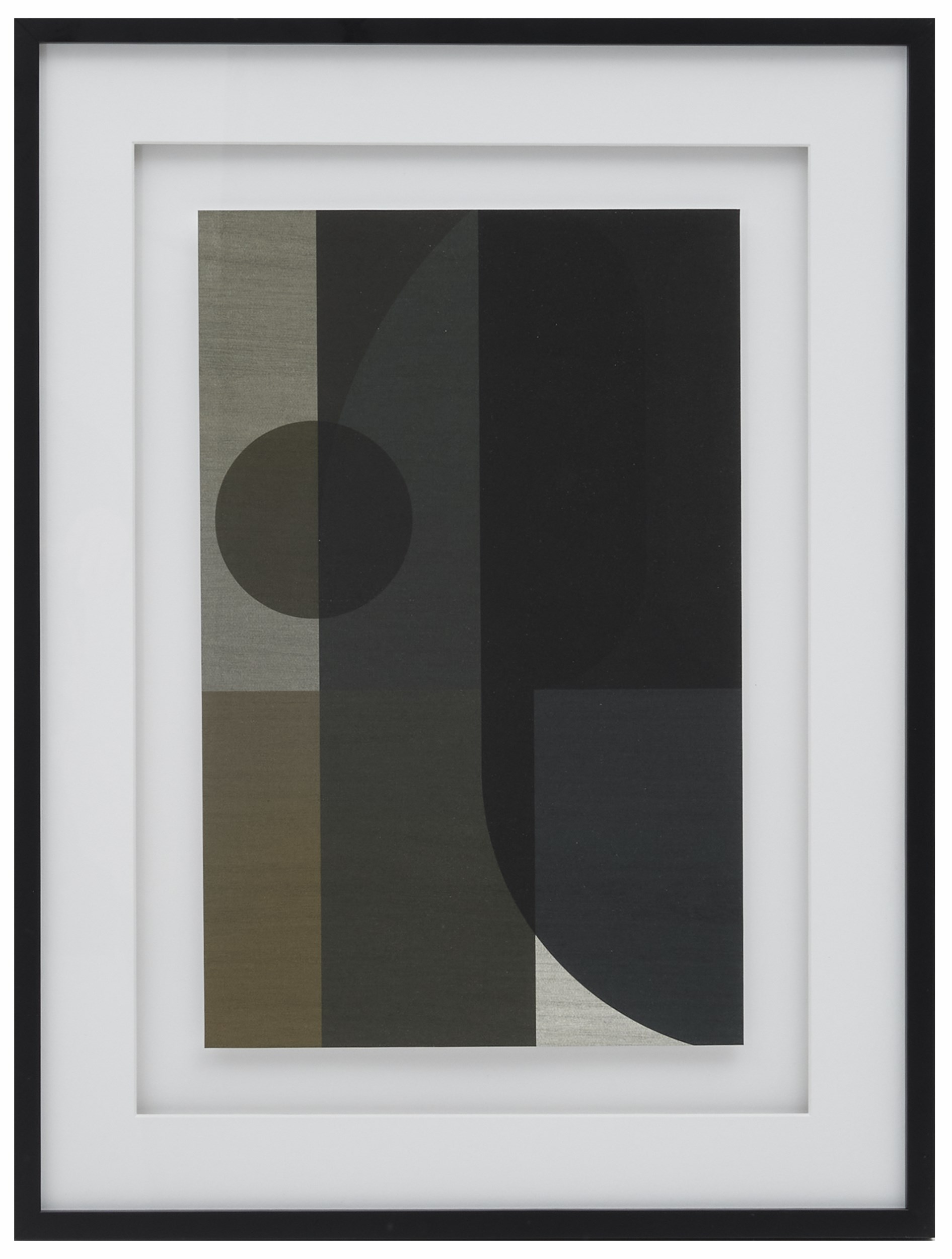 Pillar Plakat med ramme 60 x 80 x 3 cm - Grøn/sort/brun/blå og hvid, Abstrakt søjlemotiv og med sort ramme