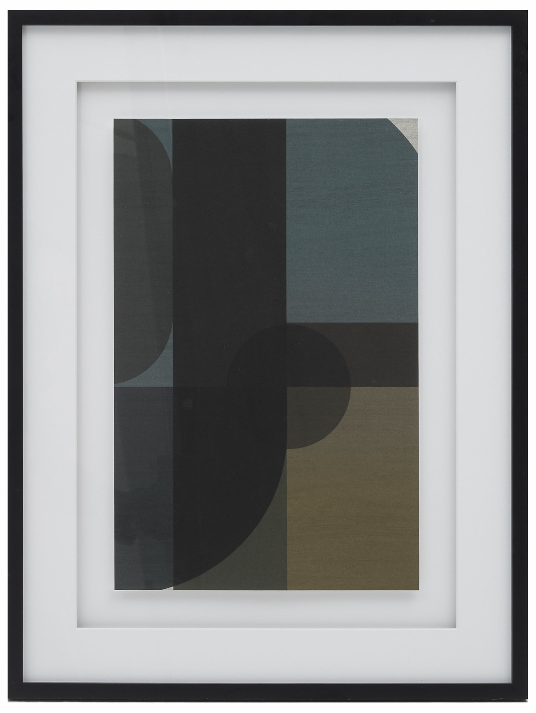 Pillar Plakat med ramme 60 x 80 x 3 cm - Grøn/sort/brun og blå, Abstrakt søjlemotiv og med sort ramme