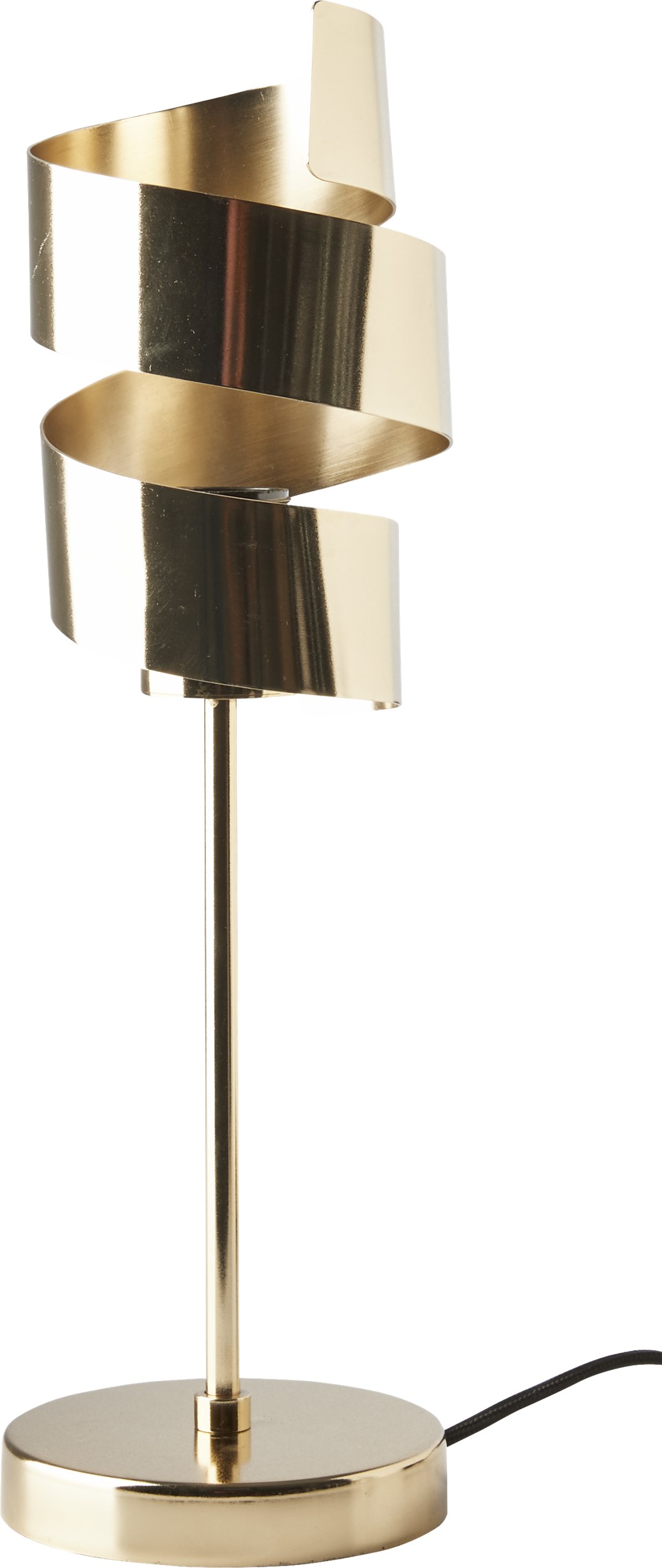 Twister Bordlampe 40 x 14 cm - Messingfarvet metal og Sort stof ledning