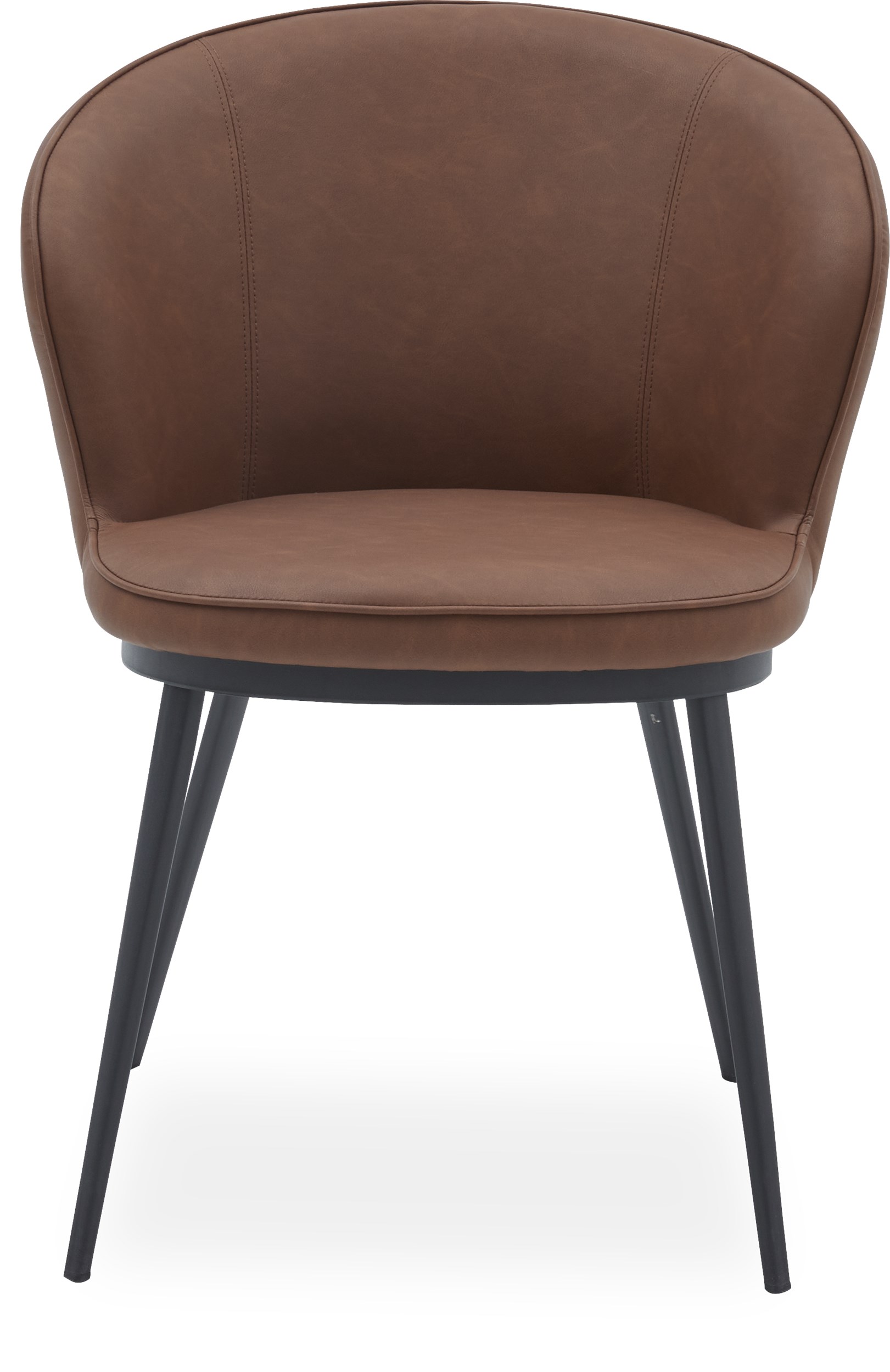 Gain Spisebordsstol - sæde i cognacfarvet kunstlæder og ben i sort pulverlakeret metal