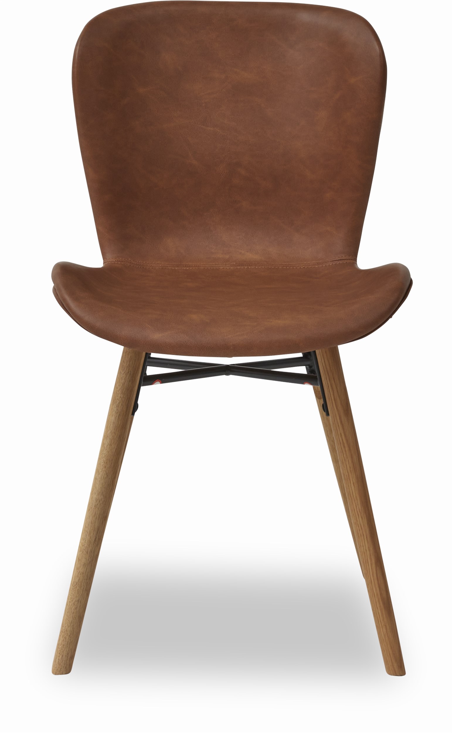 Ally Spisebordsstol - cognacfarvet kunstlæder og ben i olieret eg