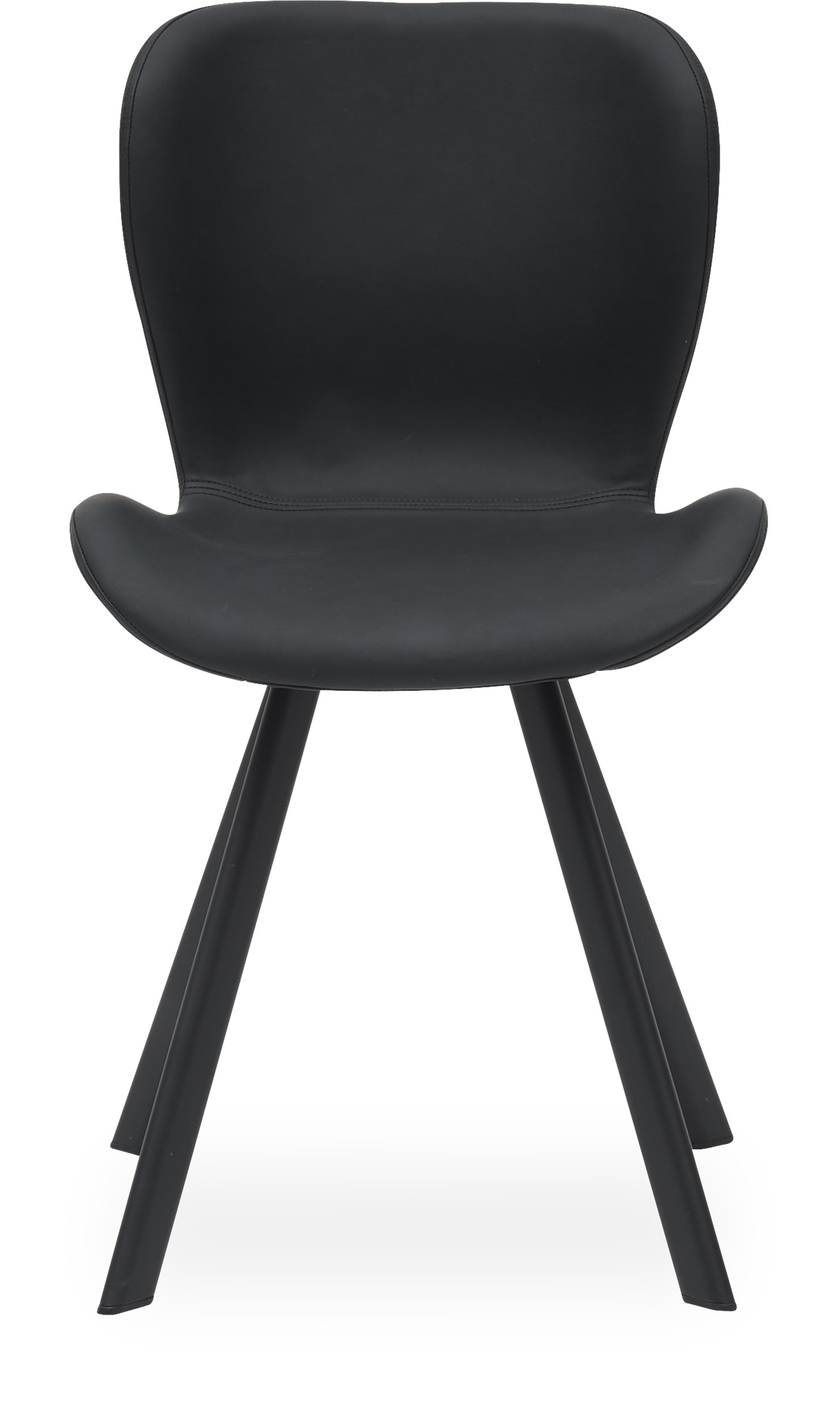 Ally Spisebordsstol - Sort kunstlæder og ben i sort pulverlakeret metal
