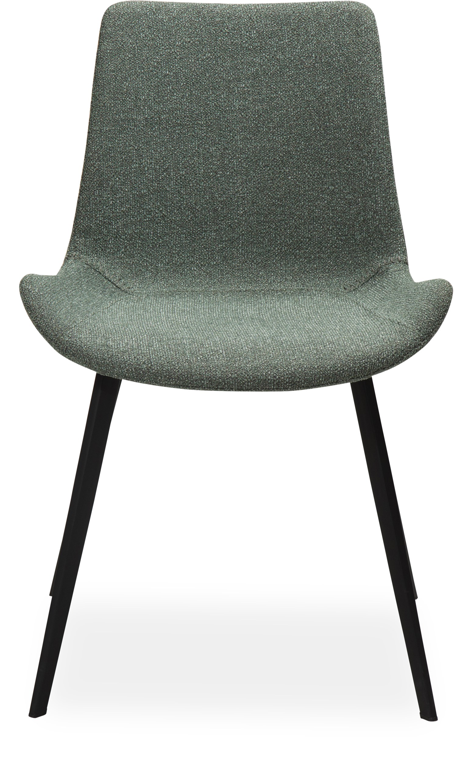 Hype Spisebordsstol - Sæde i pebble green bouclé sto og ben i sortlakeret metal