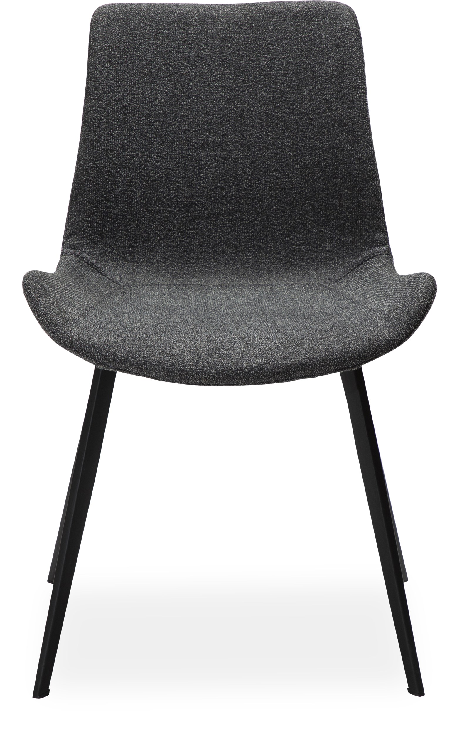 Hype Spisebordsstol - Sæde i pebble grey bouclé stof og ben i sortlakeret metal