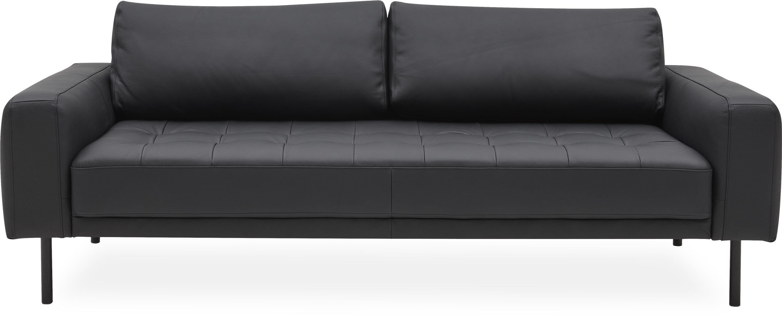 Halfdan 3 pers Sofa - Black læder/split og sort pulverlakeret metal
