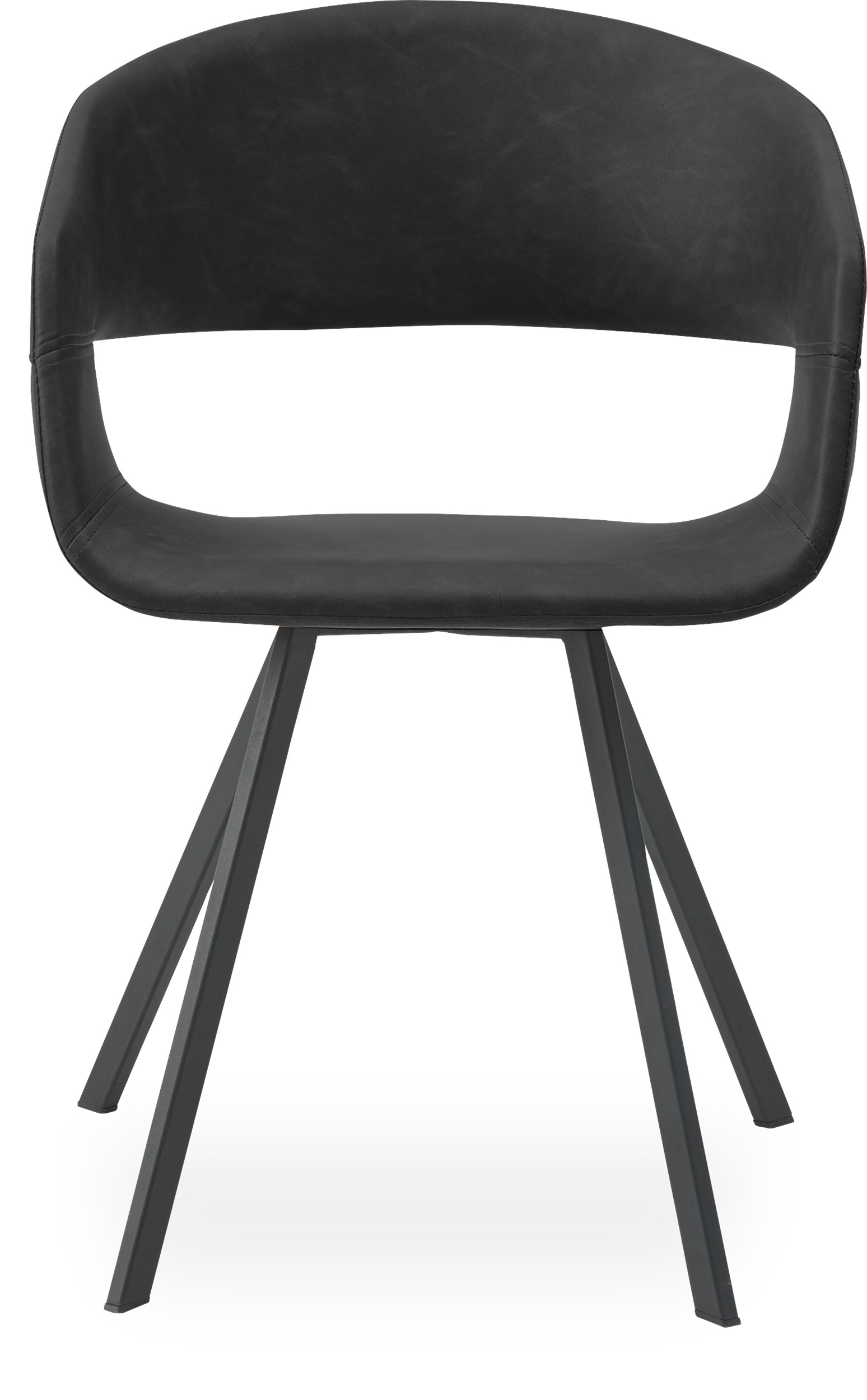 Bow Spisebordsstol - Sæde i sort kunstlæder og ben i sort pulverlakeret metal
