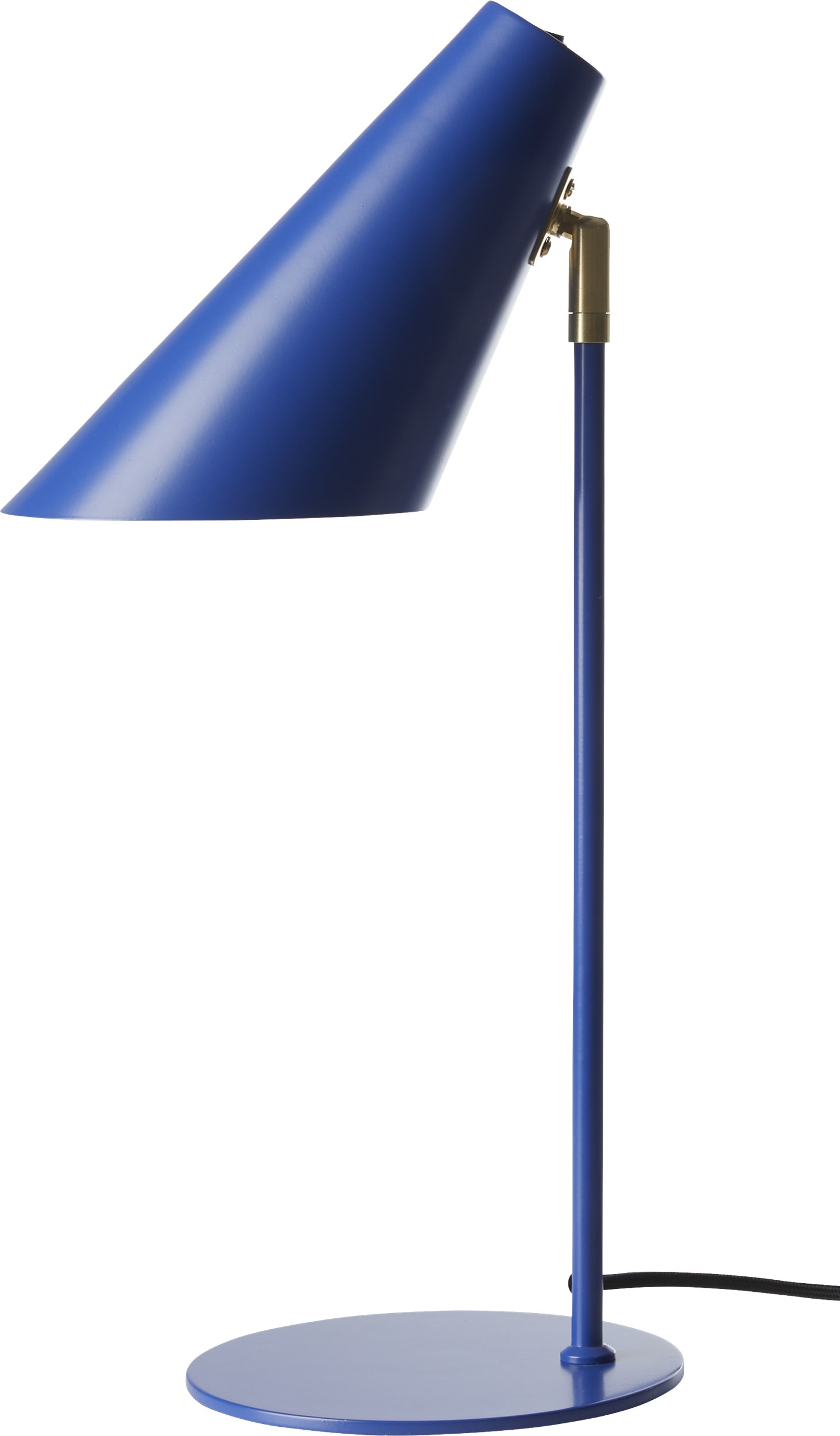 Cale Bordlampe 50 x 15,5 cm - Bold Blue metalskærm/base, stang i Bold Blue/messing og sort tekstilledning