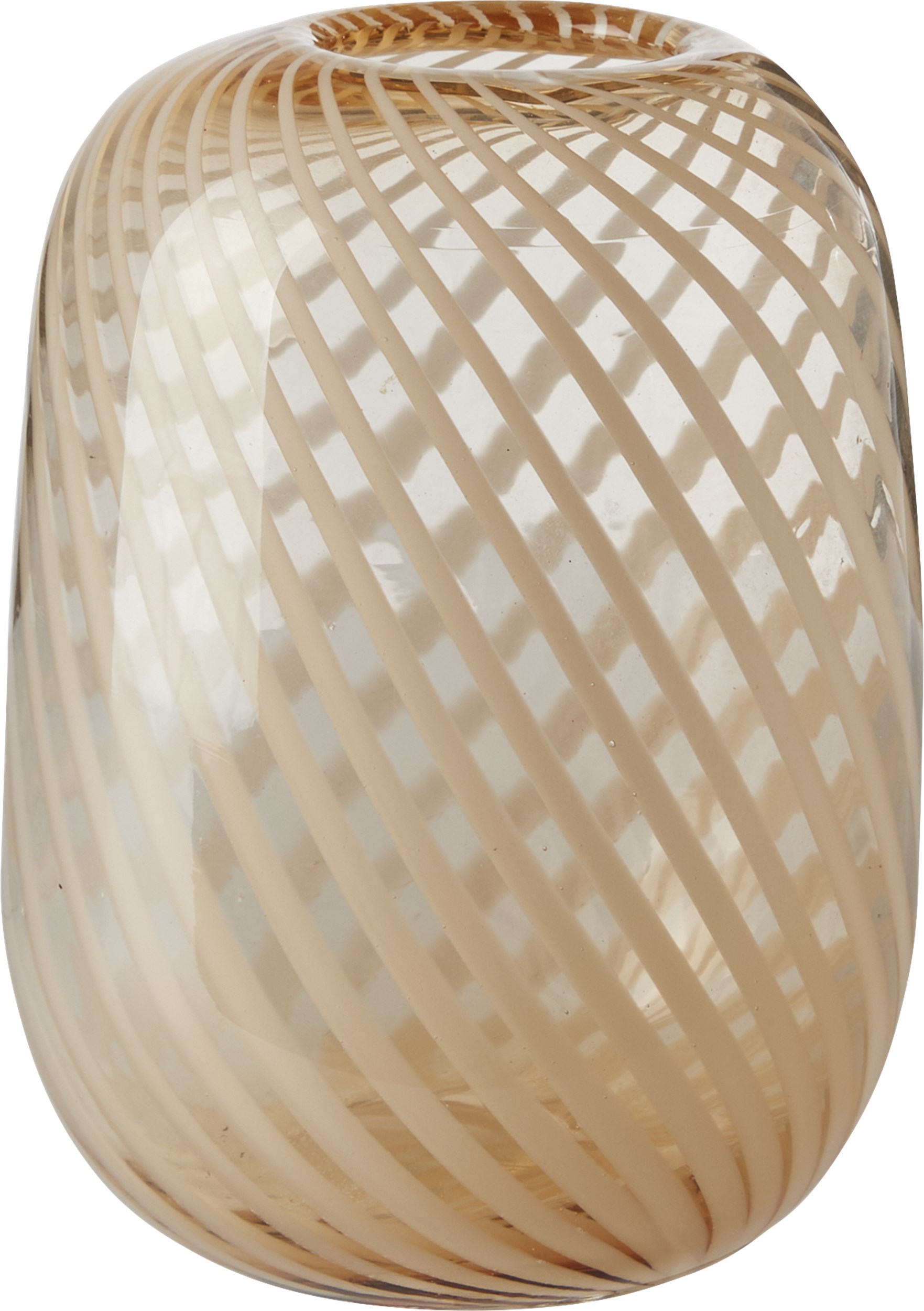 Essas Vase 20 x 16,5 cm - Mustard glas og Hvid twirl mønster