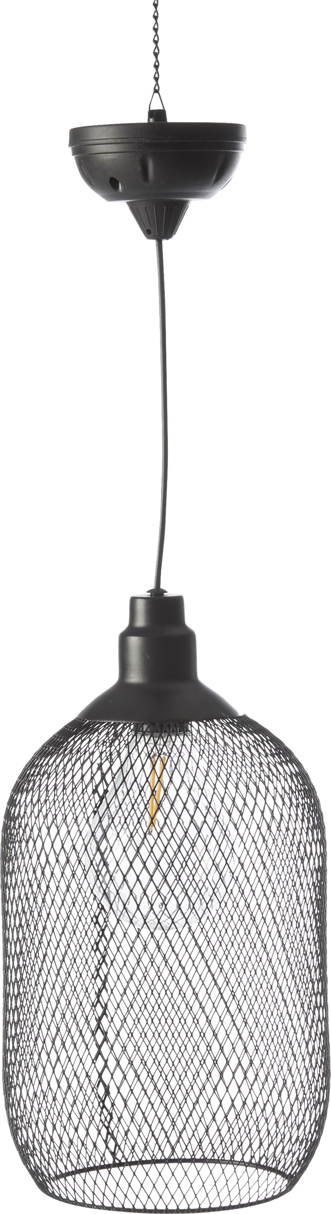 Turid Solarlampe - Skærm i sort flettet metal og Sort top og ledning