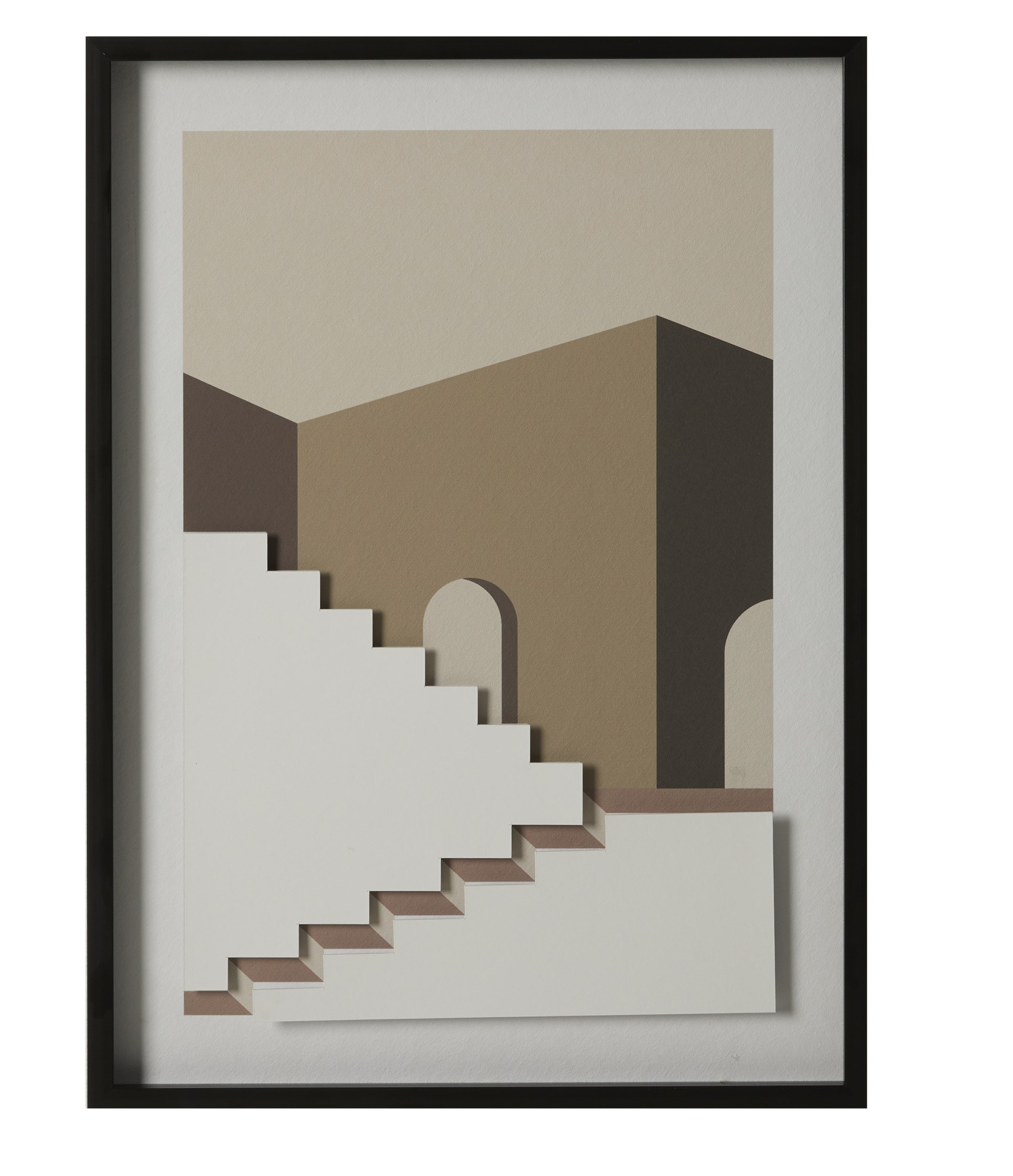 Frida Plakat med ramme 54 x 74 x 3 cm - Motiv af trappe, med 3D effekt og med sort ramme