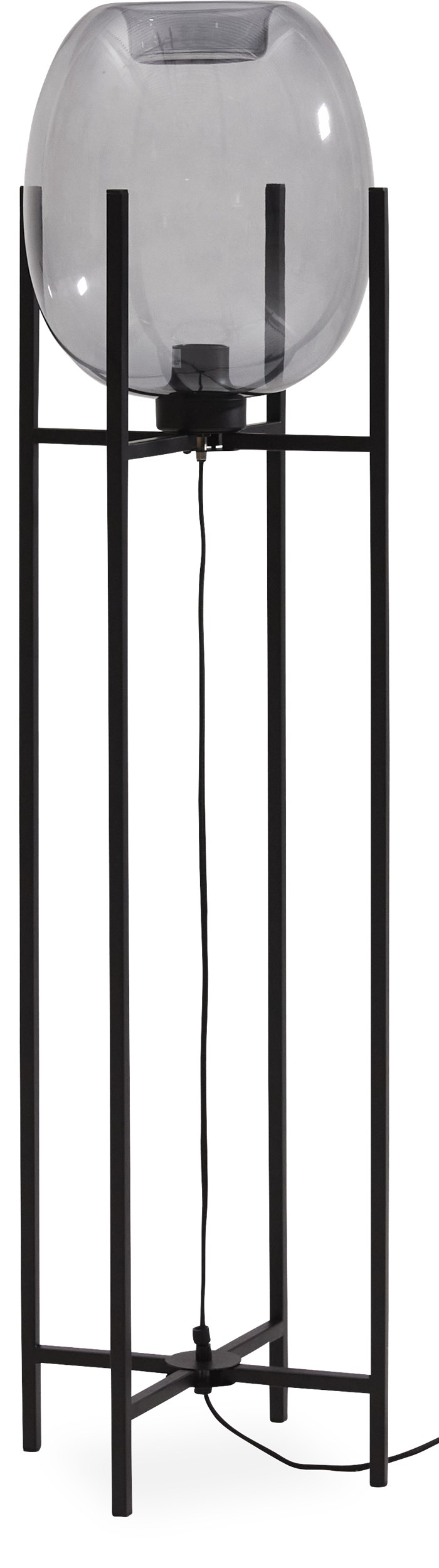 Logina V2 Gulvlampe 31 x 114,5 x 31 cm - Røgfarvet glasskærm og sort metalstel