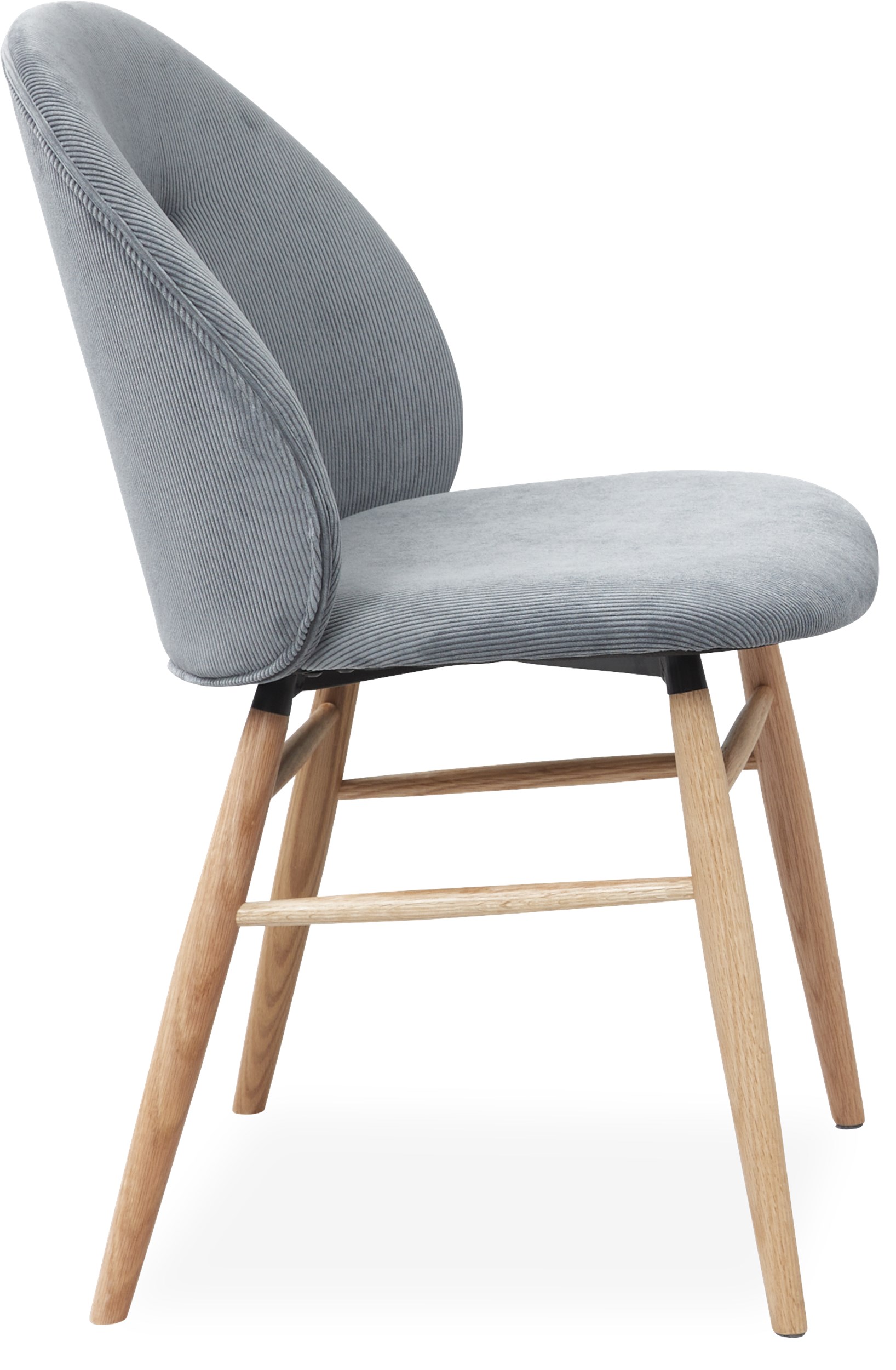 Ashton v2 Spisebordsstol - Sæde i Wave 030 grå fløjl og ben i lakeret eg