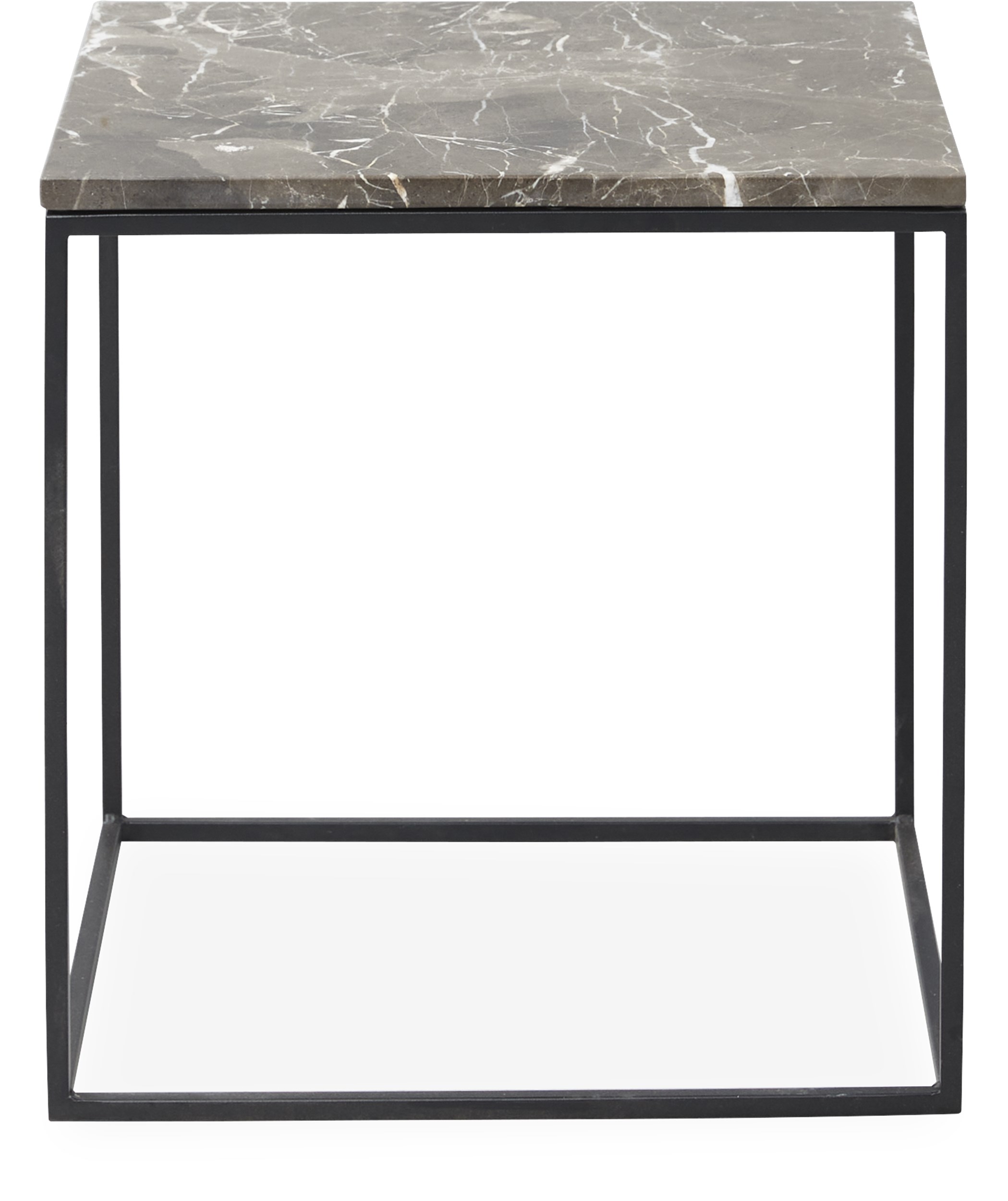 Square Sofabord 40 x 41,6 x 40 cm - Bordplade i brun emperador marmor og stel i sortlakeret metal