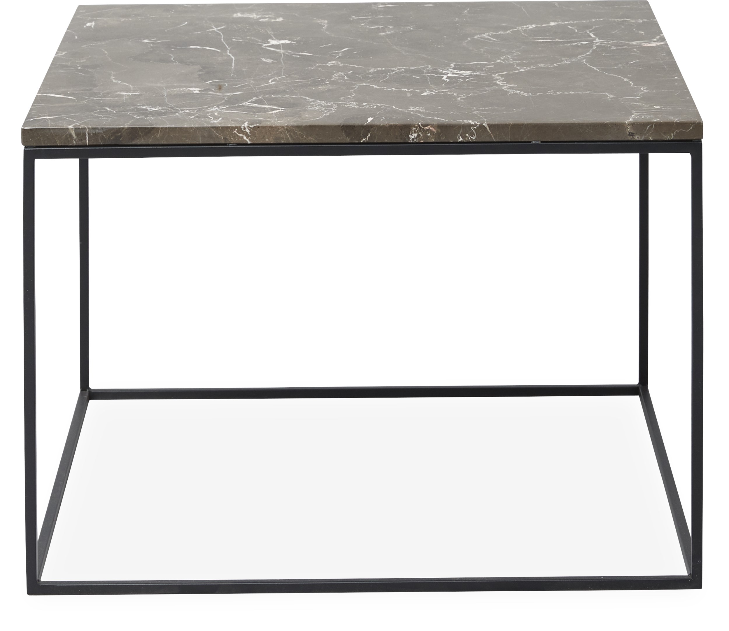 Square Sofabord 60 x 41,6 x 60 cm - Bordplade i brun emperador marmor og stel i sortlakeret metal