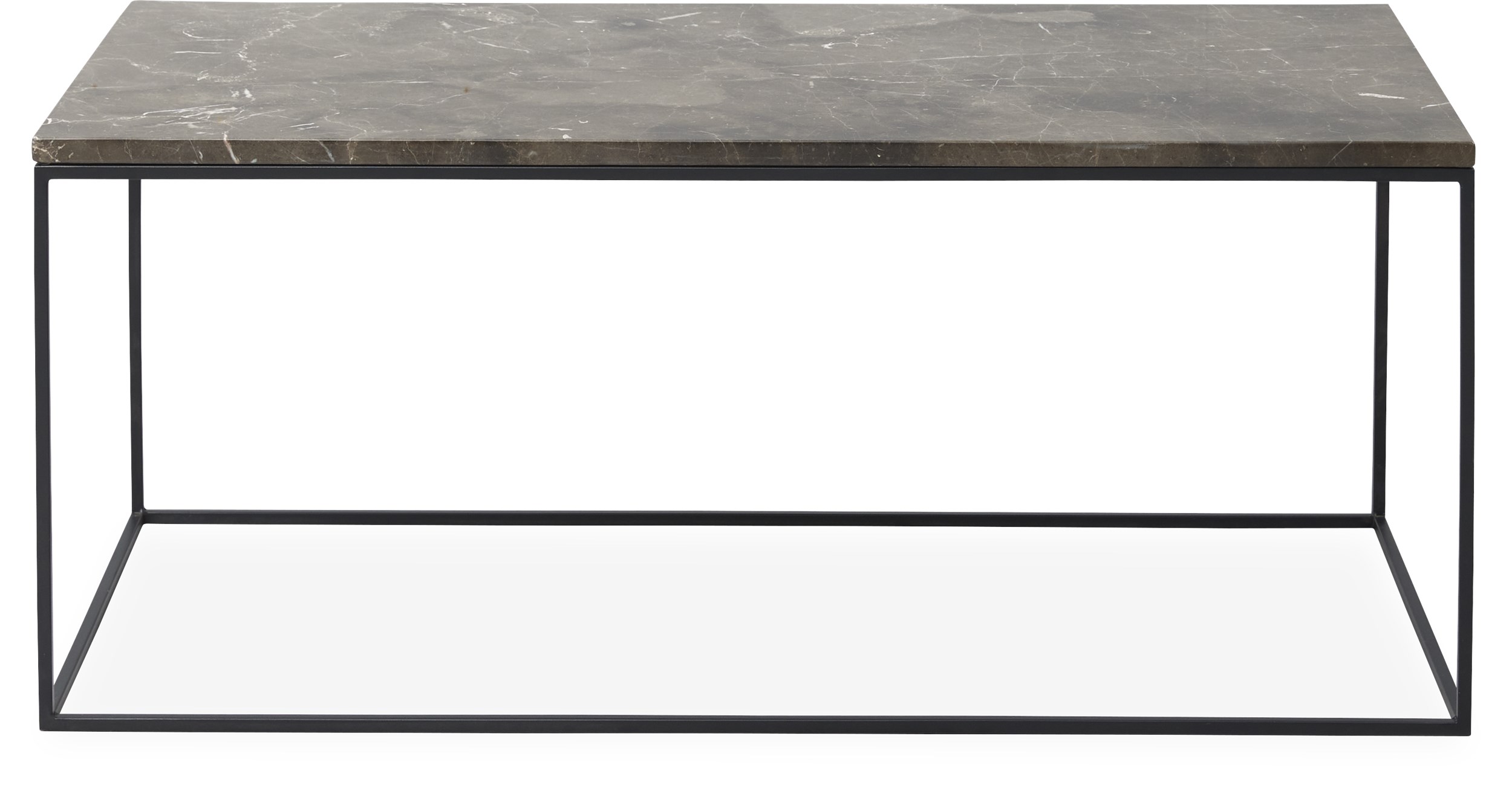 Square Sofabord 100 x 41,6 x 50 cm - Bordplade i brun emperador marmor og stel i sortlakeret metal
