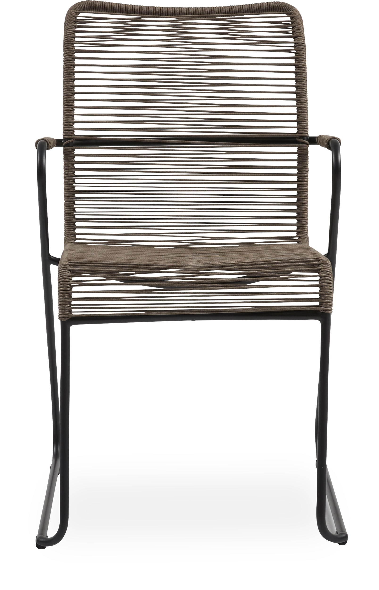 Branco Havestol - Sæde ryg i taupe reb og stel i sortmalet stål