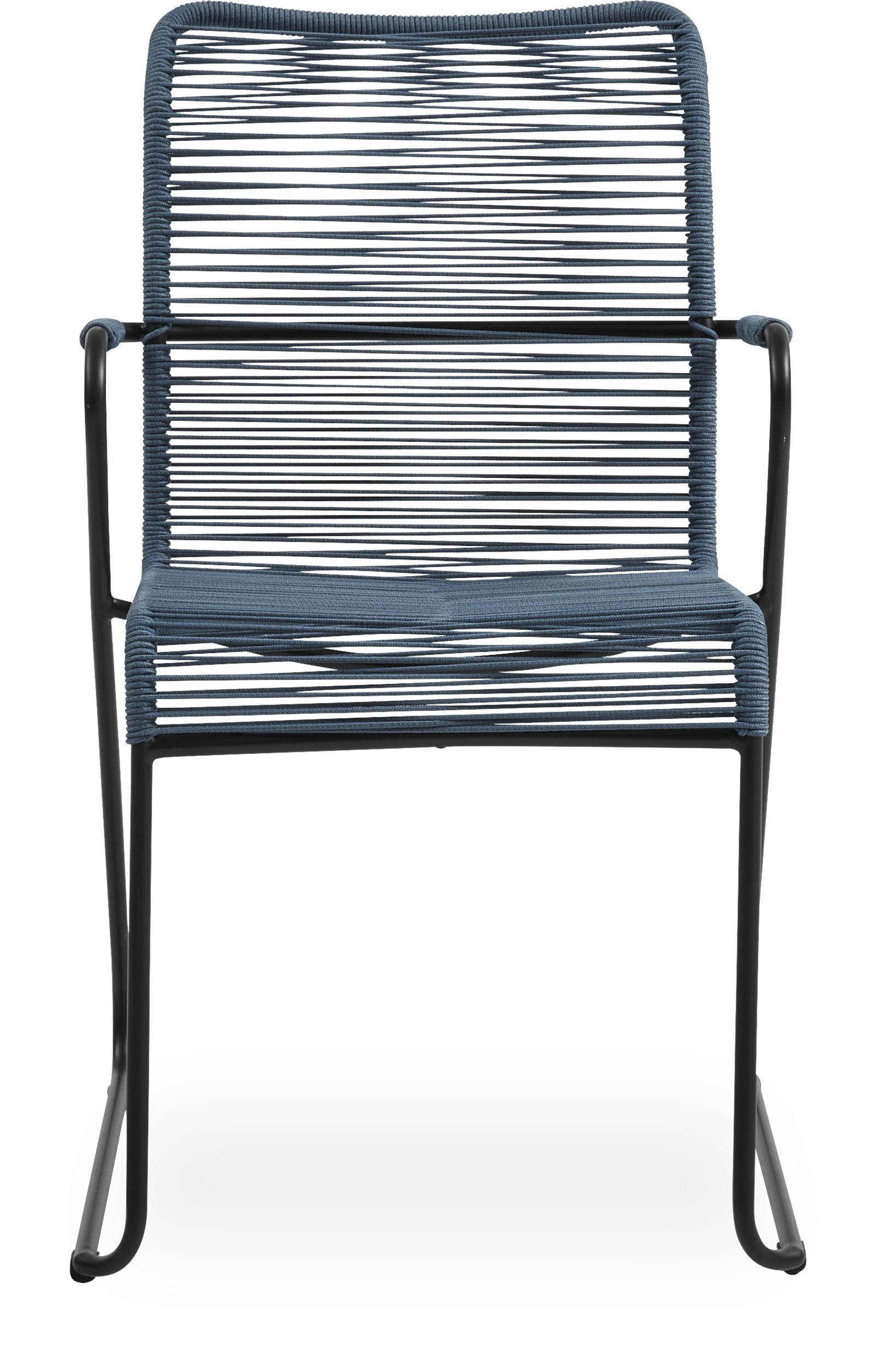 Branco Havestol - Sæde ryg i isblå reb og stel i sortmalet stål