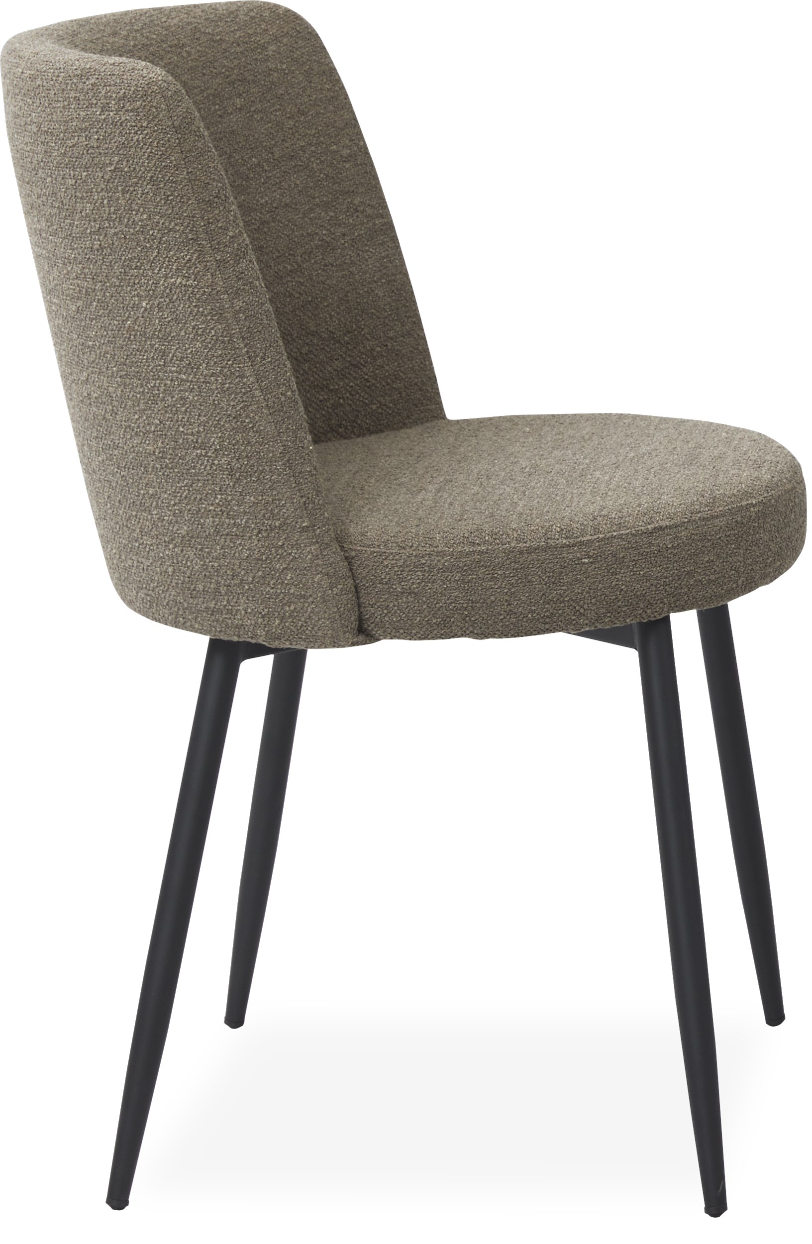 Bray Spisebordsstol - Sæde i 040 taupe boucle stof og ben i sort pulverlakeret metal