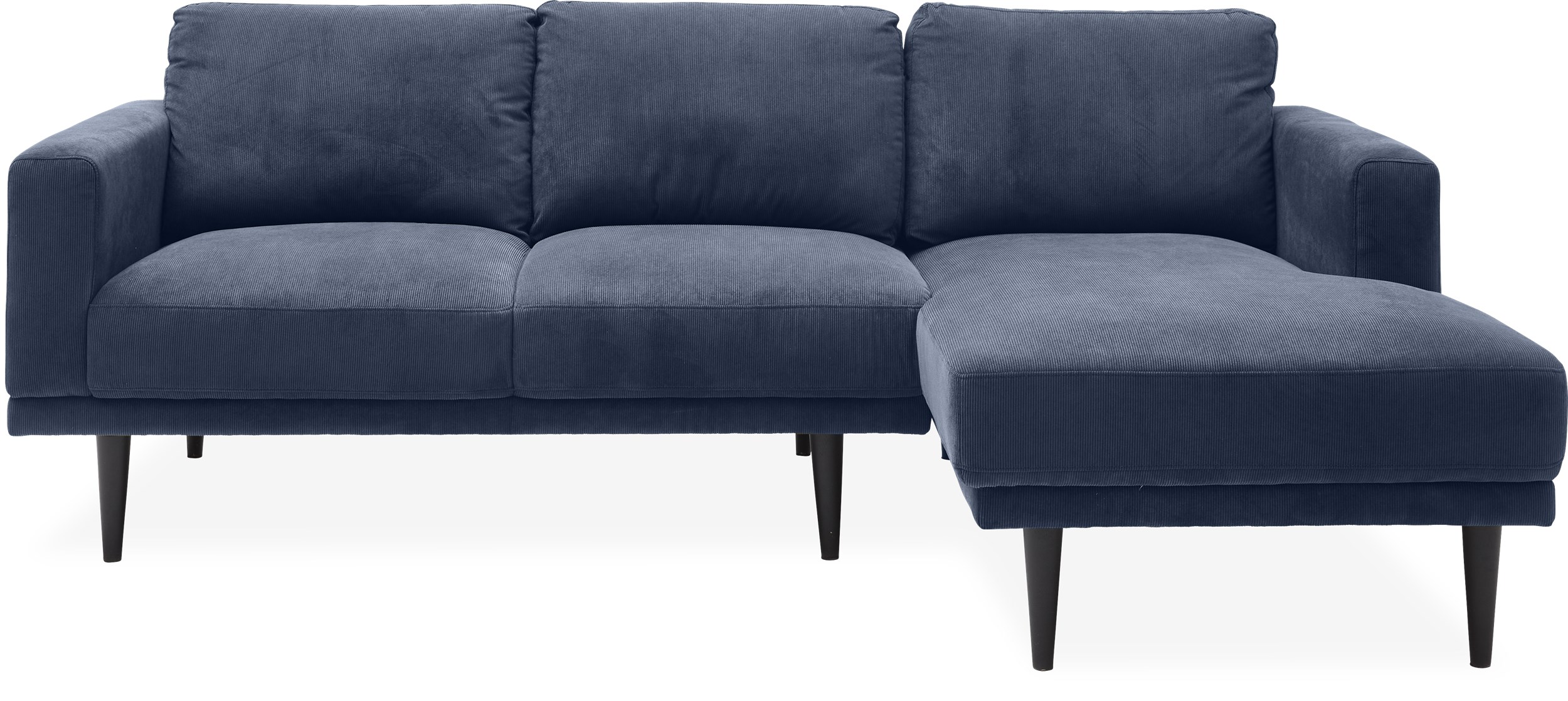 Mexico Sofa med chaiselong - Wave 220 Royal blue stof og ben i sortlakeret gummitræ