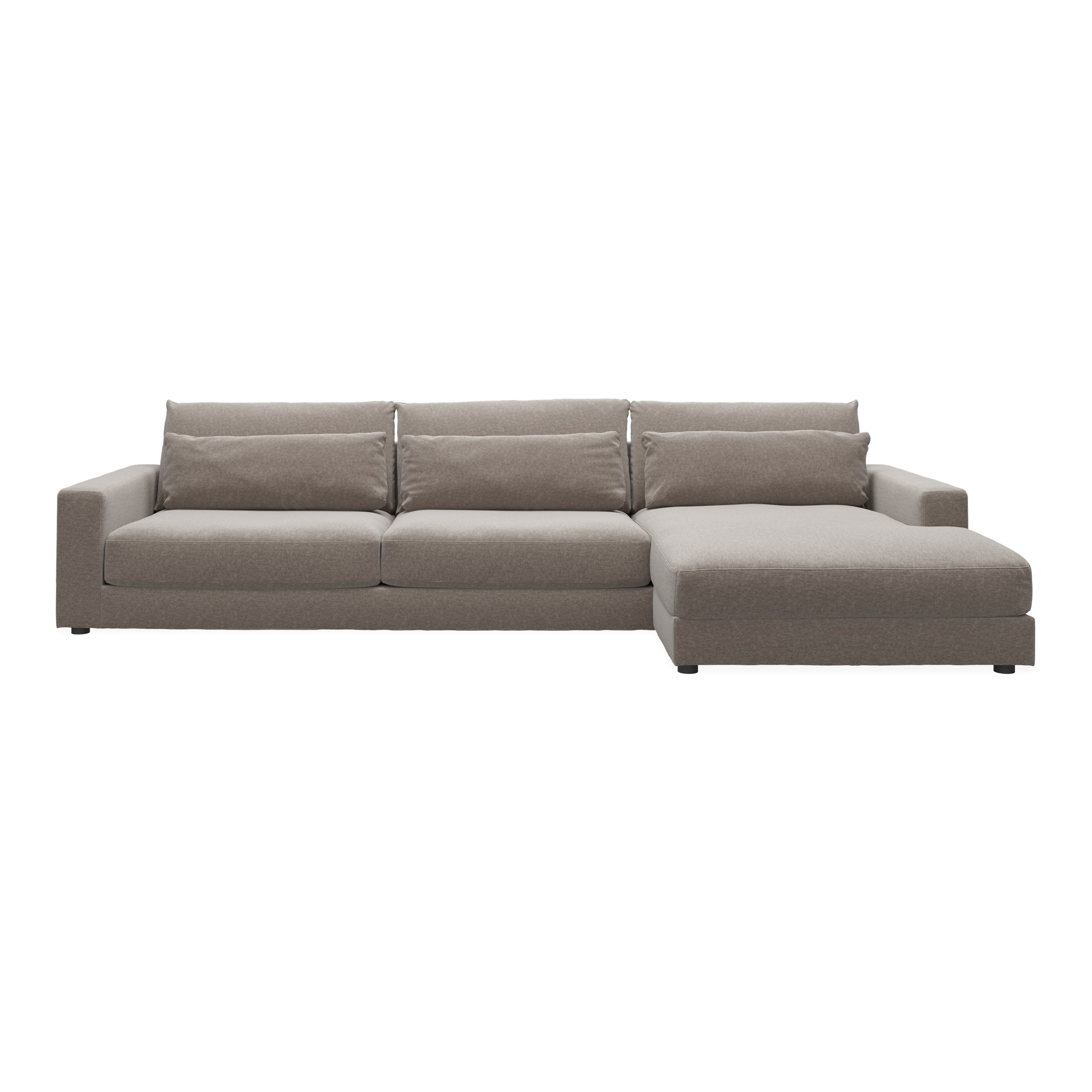 Halmstad Sofa med chaiselong - Danny 05 Grey/brown stof og ben i sort plast