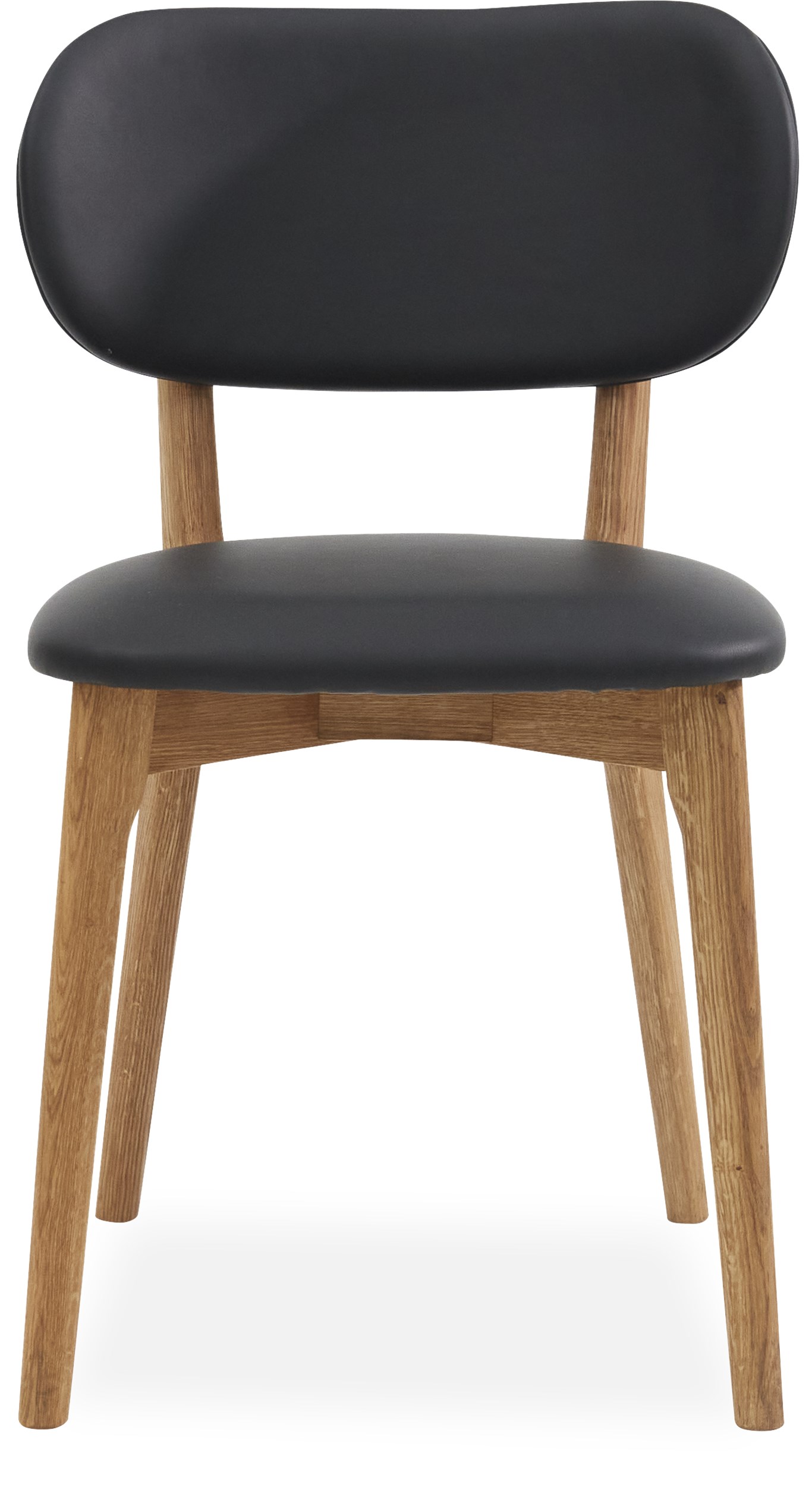 Zora Spisebordsstol - Sæde og ryg i sort kunstlæder og ben i olieret eg