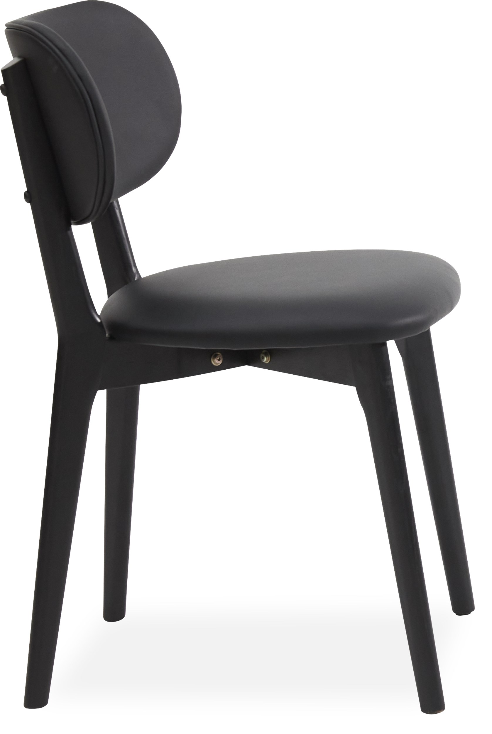 Zora Spisebordsstol - Sæde og ryg i sort kunstlæder og ben i sortlakeret eg