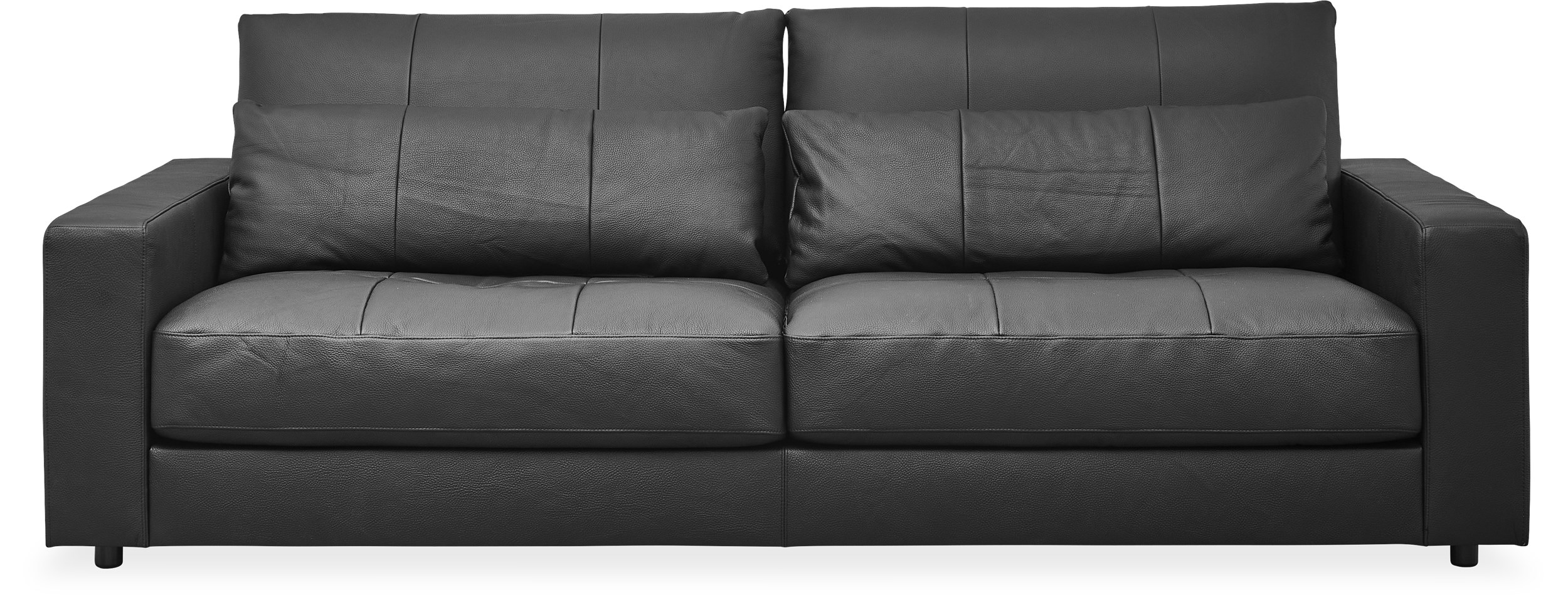 Halmstad 3 pers Sofa - Black læder/split og ben i sort plast