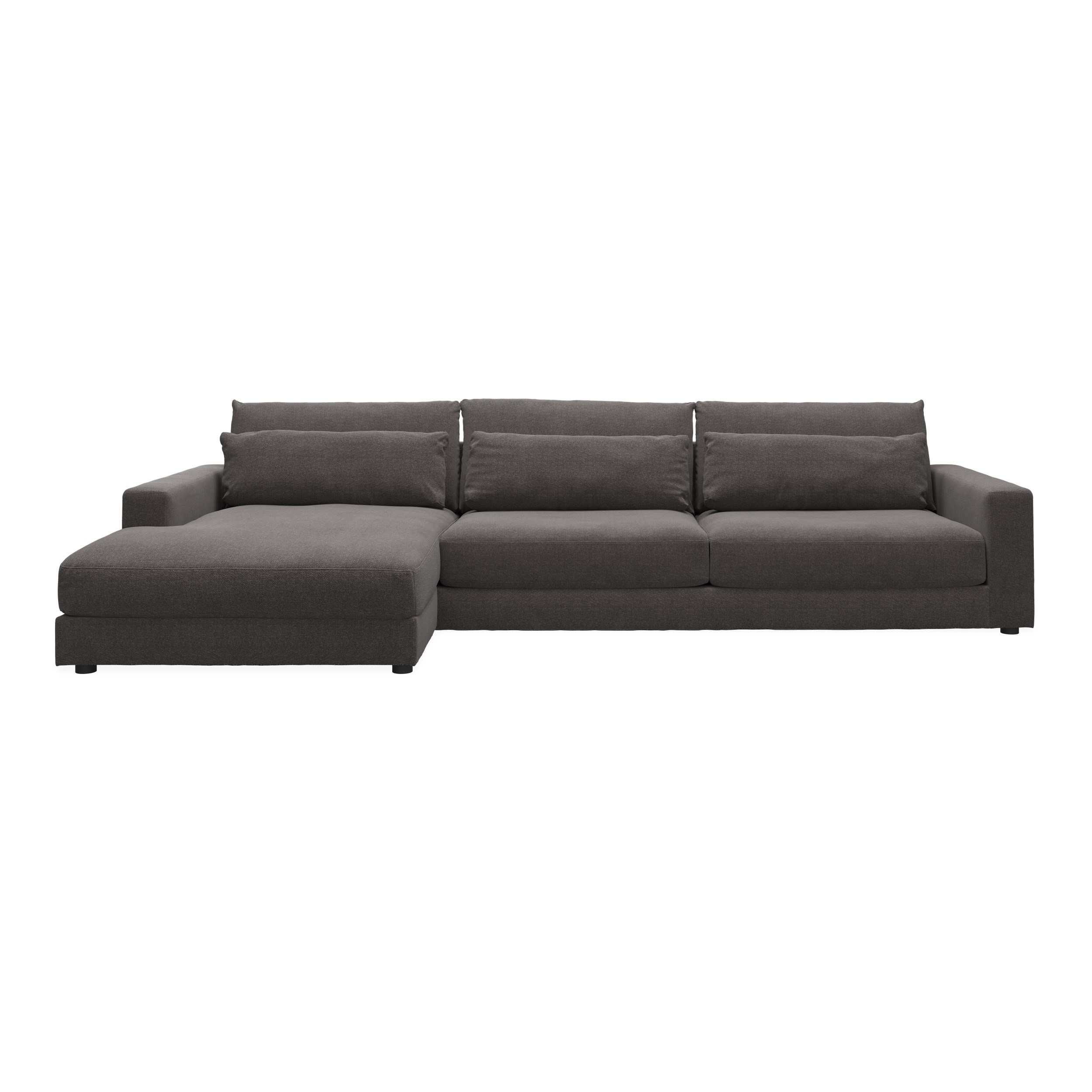 Halmstad Sofa med chaiselong - Rate 68 Dark grey stof og ben i sort plast