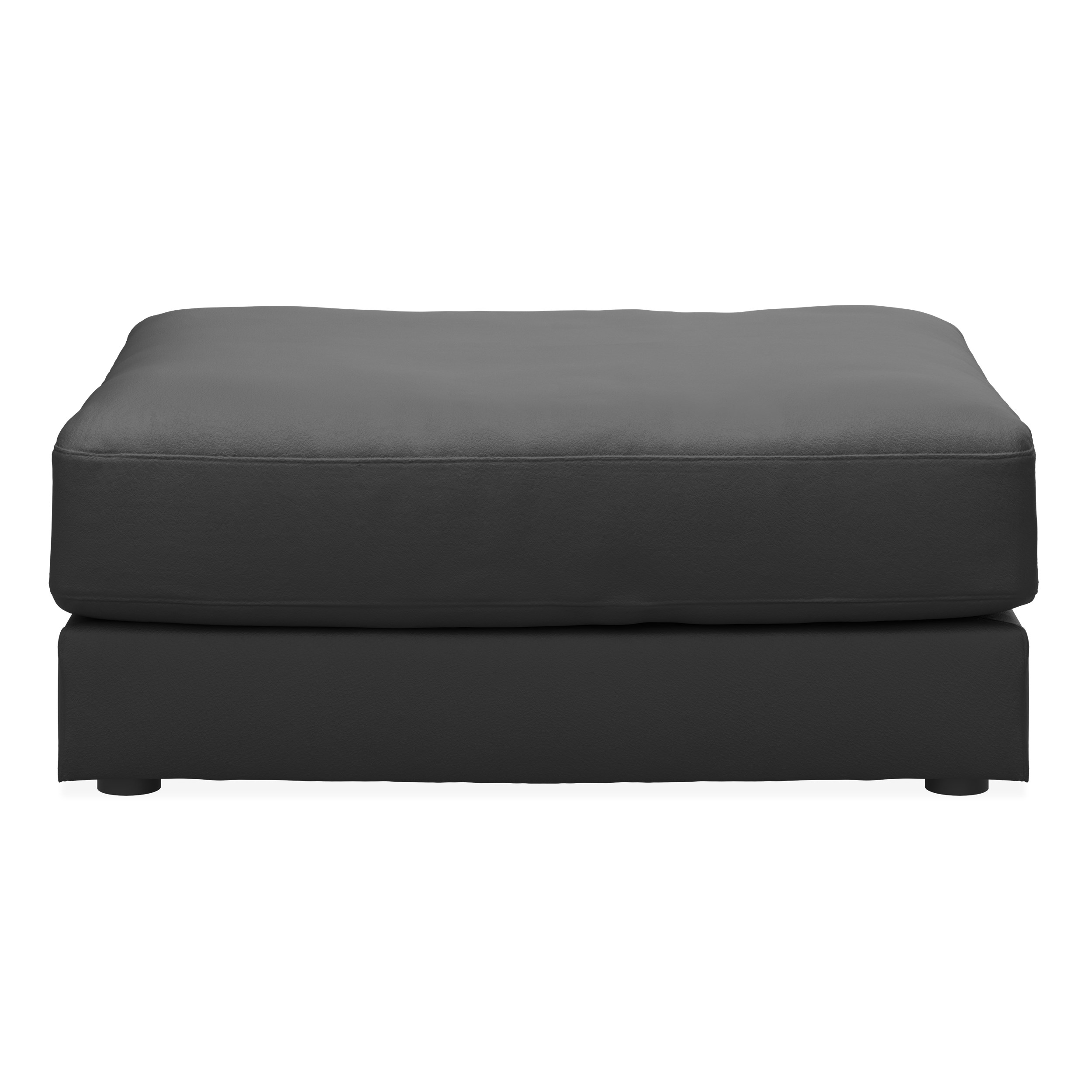 Halmstad Sofa puf - Black læder/split og ben i sort plast