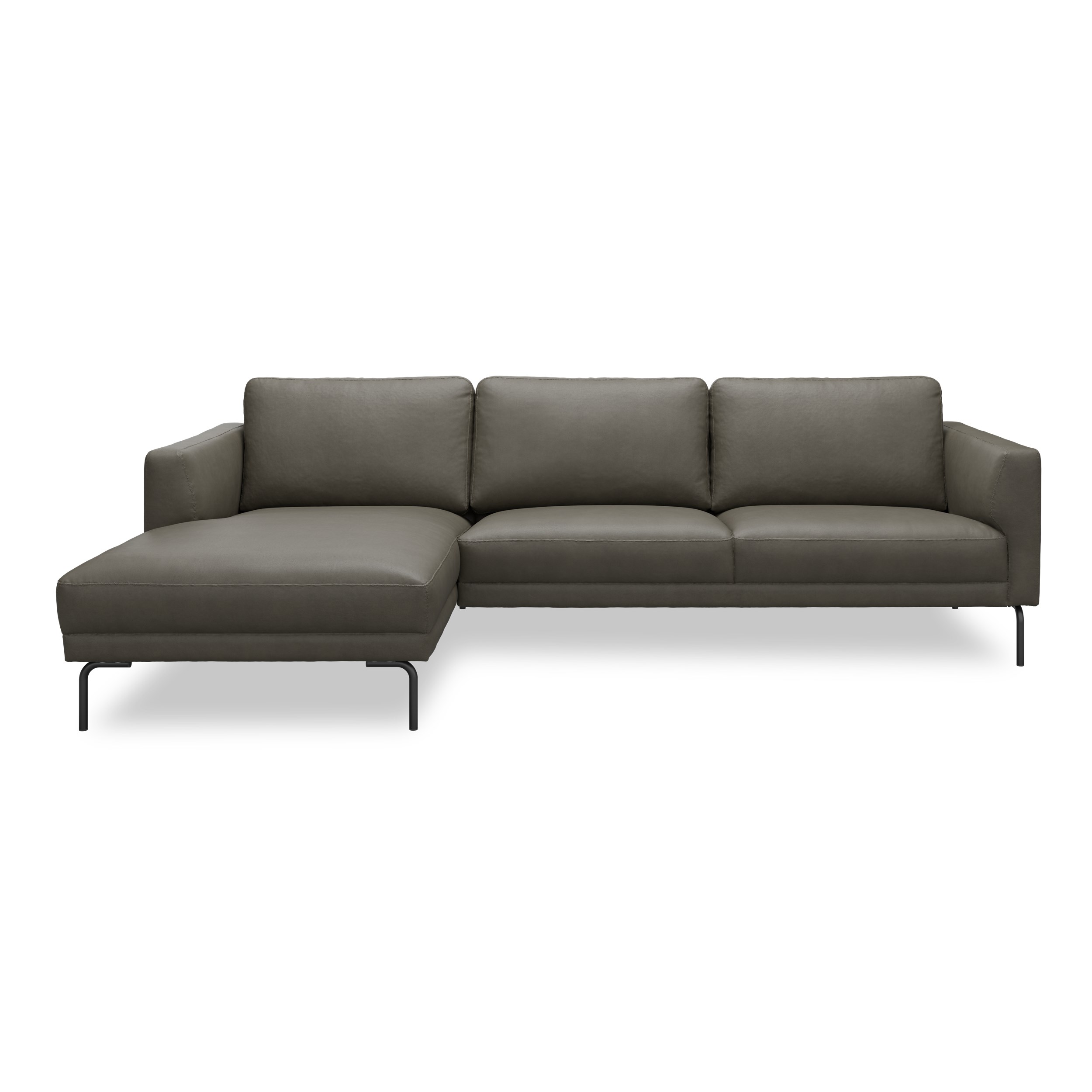 Springfield Sofa med chaiselong - Kentucky 2 stone bonded læder og ben i sort metal