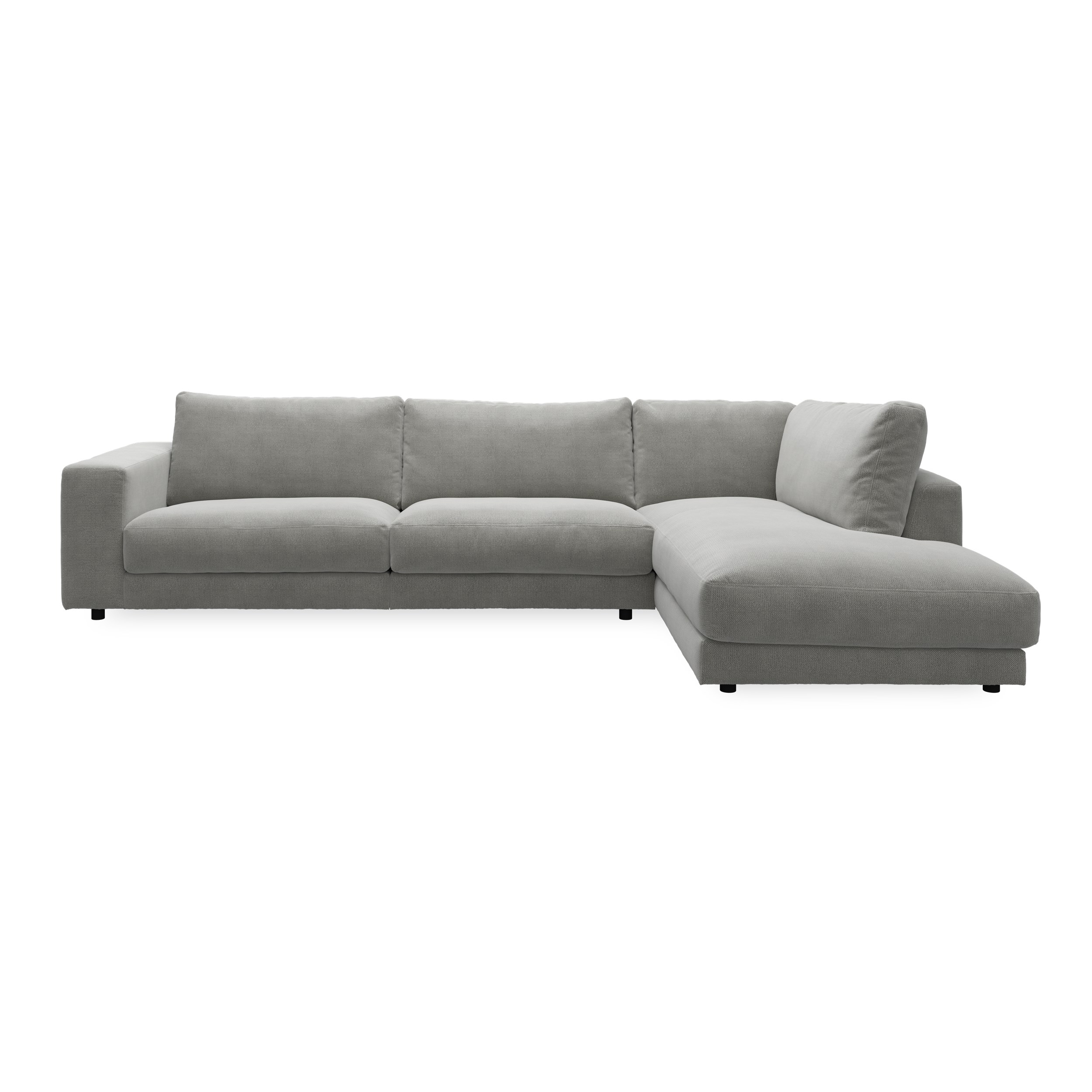 Bennent Sofa med pufafslutning - Picasso Anthrazit Stof, ben i sort plast og S:PURskum på sinusfjedre m.fiber/silikone mix R:Dun/skum mix