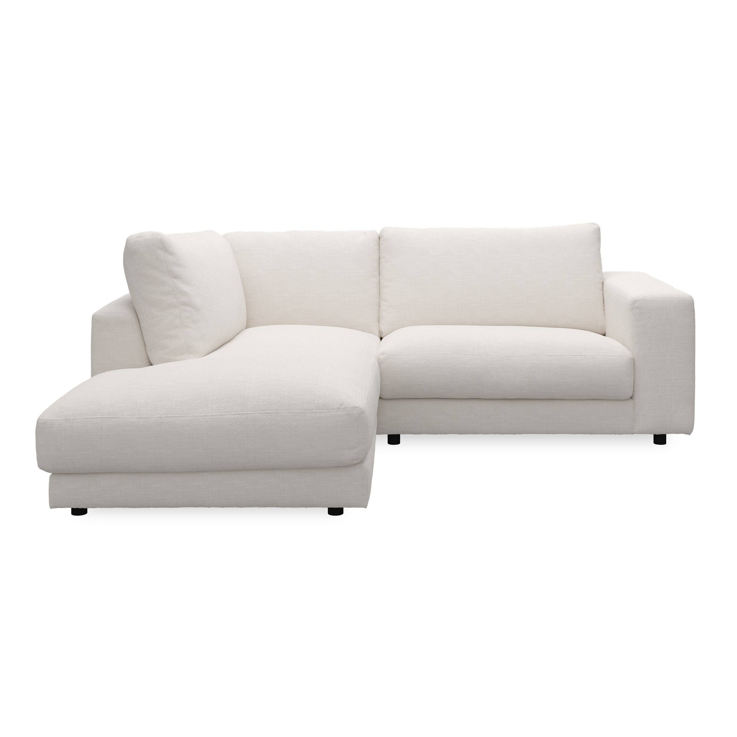 Bennent Sofa med pufafslutning - Picasso Nature Stof, ben i sort plast og S:PURskum på sinusfjedre m.fiber/silikone mix R:Dun/skum mix