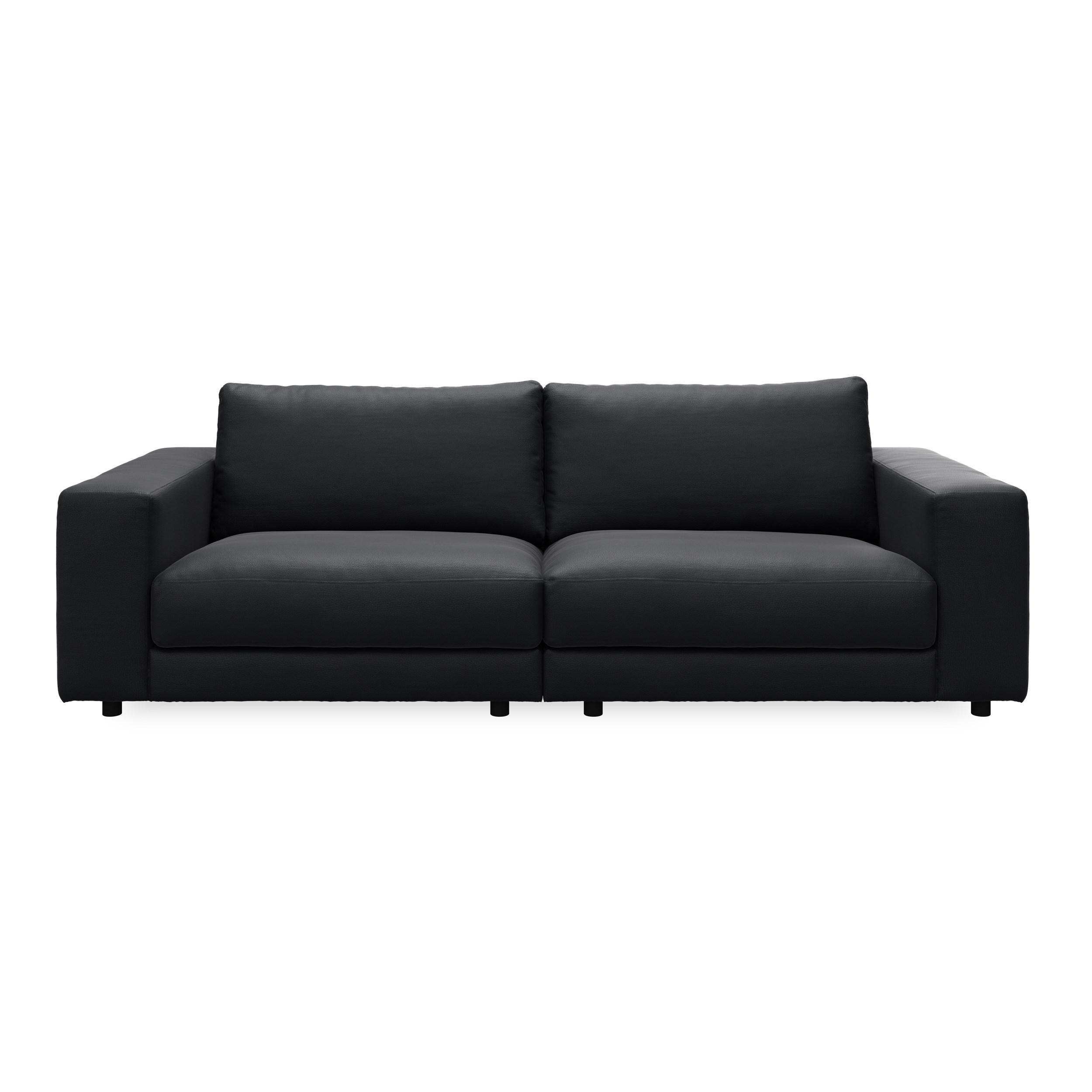 Bennent 3 pers Sofa - Life-Line Black læder, ben i sort plast og S:PURskum på sinusfjedre m.fiber/silikone mix R:Dun/skum mix