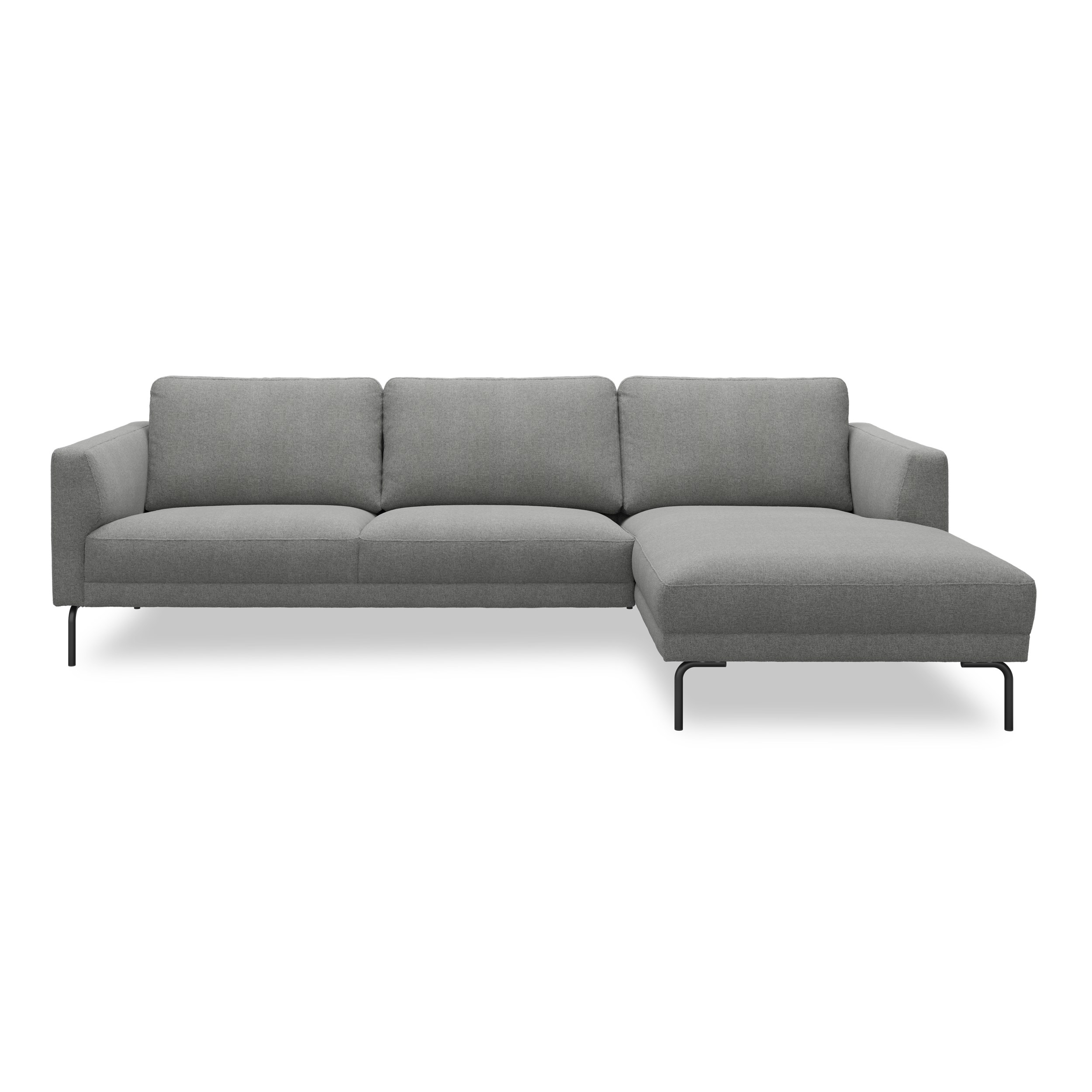 Springfield Sofa med chaiselong - Soil 167 Zinc stof og ben i sort metal
