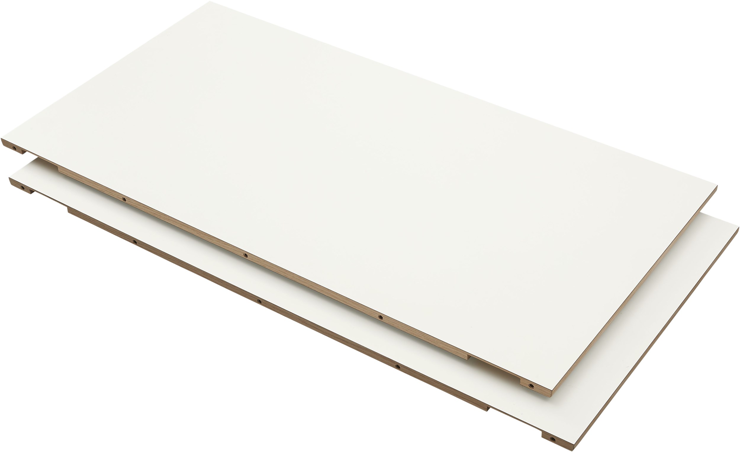 Edge Tillægsplade 49 x 95 cm - 101 White højtrykslaminat, kant i hvidpigmenteret matlakeret eg og 2 stk.