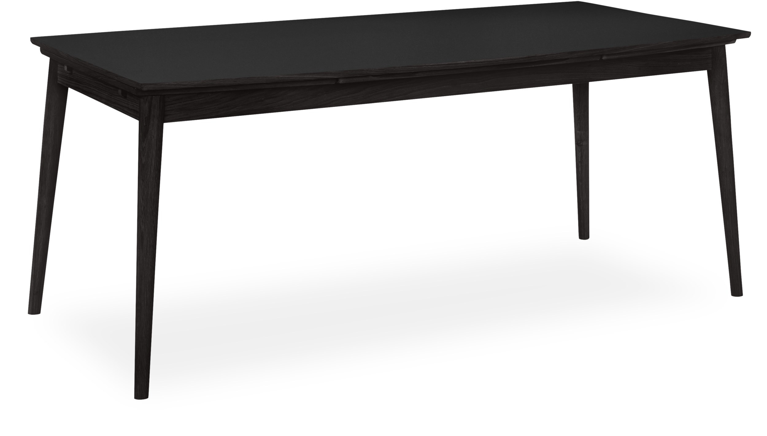 Curve Spisebord 180 x 95 x 75 cm - 434 black linoleum, kant i sortbejdset matlakeret eg og ben i massiv sortbejdset matlakeret eg.