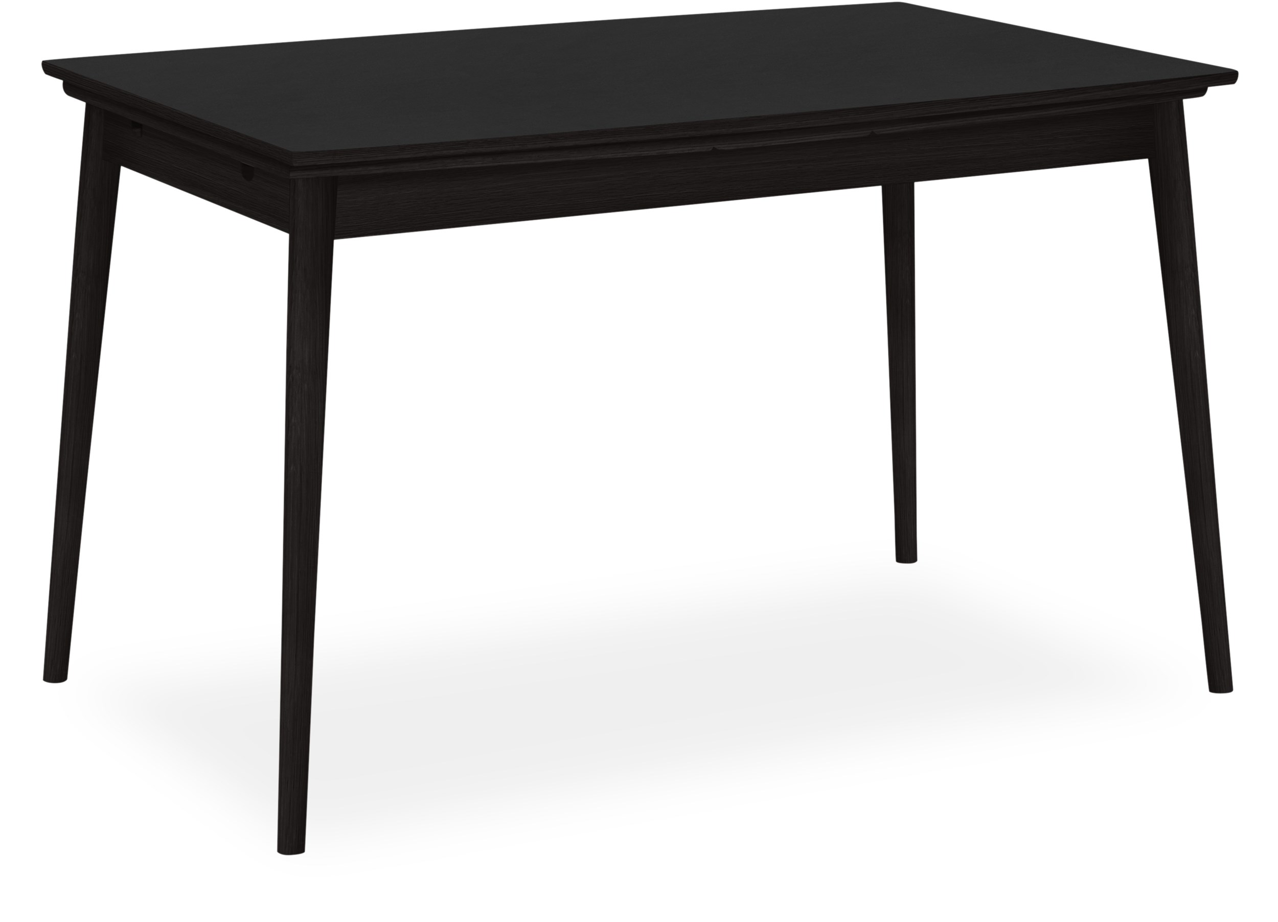 Curve Spisebord 122 x 82 x 75 cm - 434 black linoleum, kant i sortbejdset matlakeret eg og ben i massiv sortbejdset matlakeret eg.