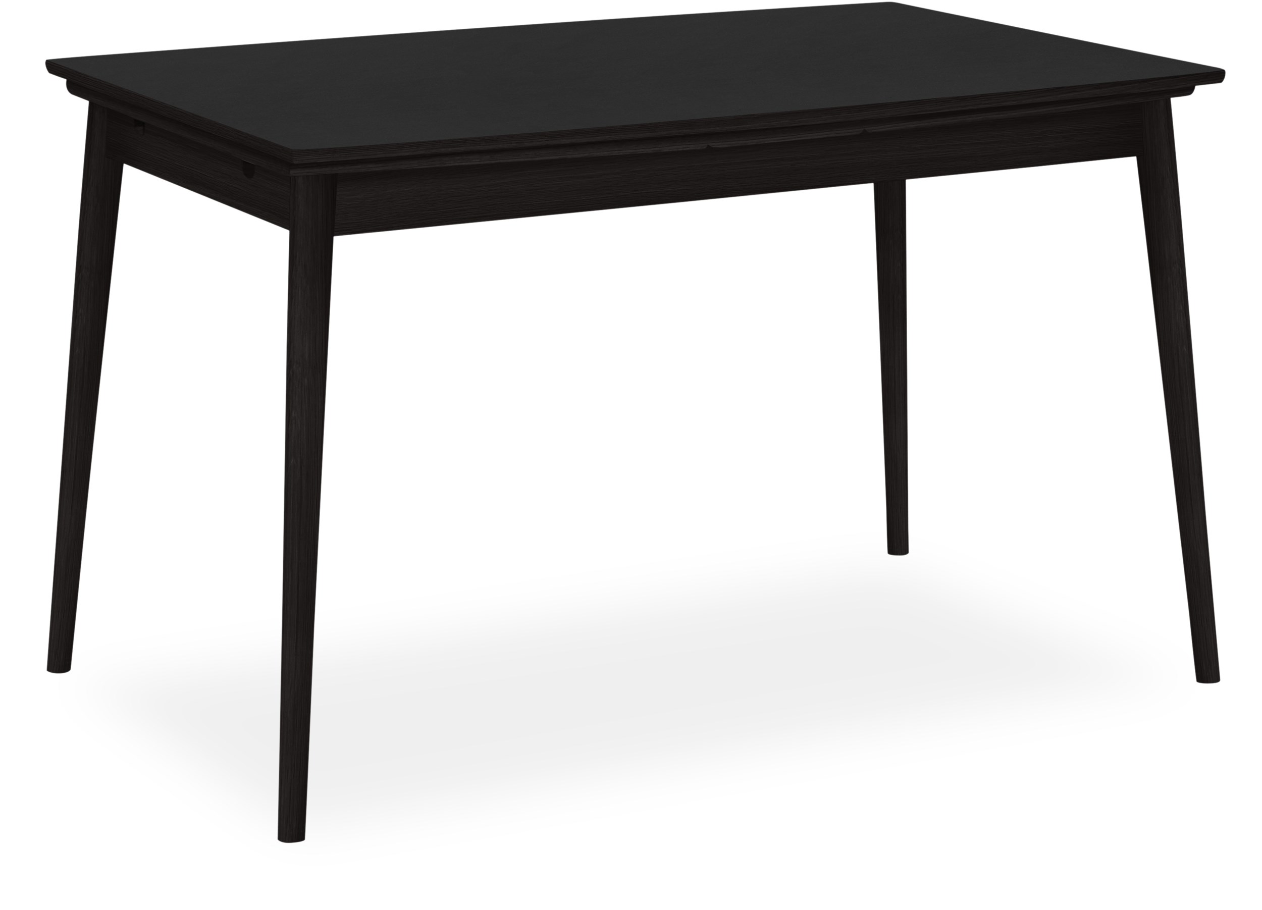 Curve Spisebord 142 x 84 x 75 cm - 434 black linoleum, kant i sortbejdset matlakeret eg og ben i massiv sortbejdset matlakeret eg.
