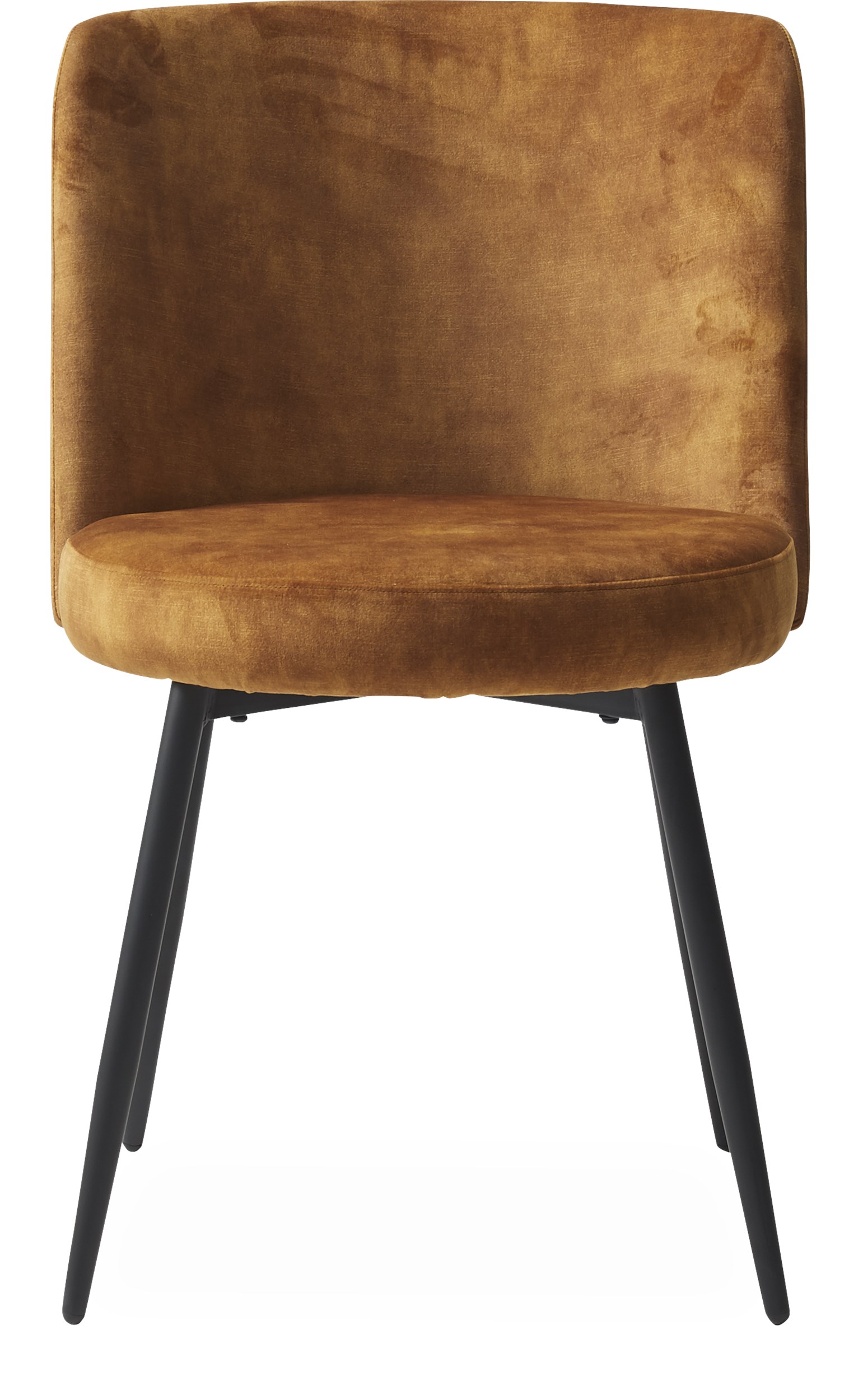 Bray Spisebordsstol - sæde i mustard yellow velour og ben i sort pulverlakeret metal