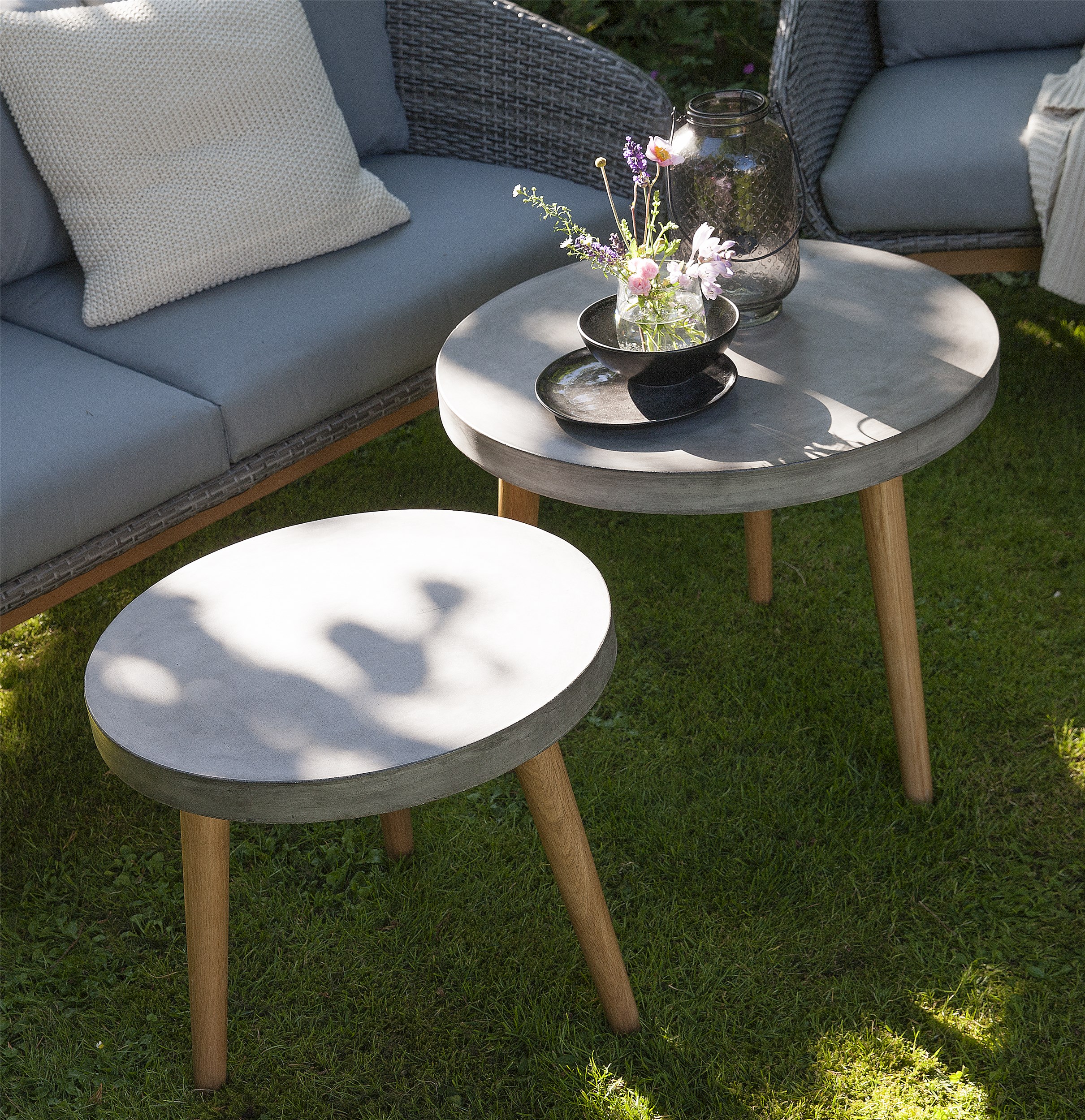 Heimdal Loungebordsæt med 2 borde grå/træ